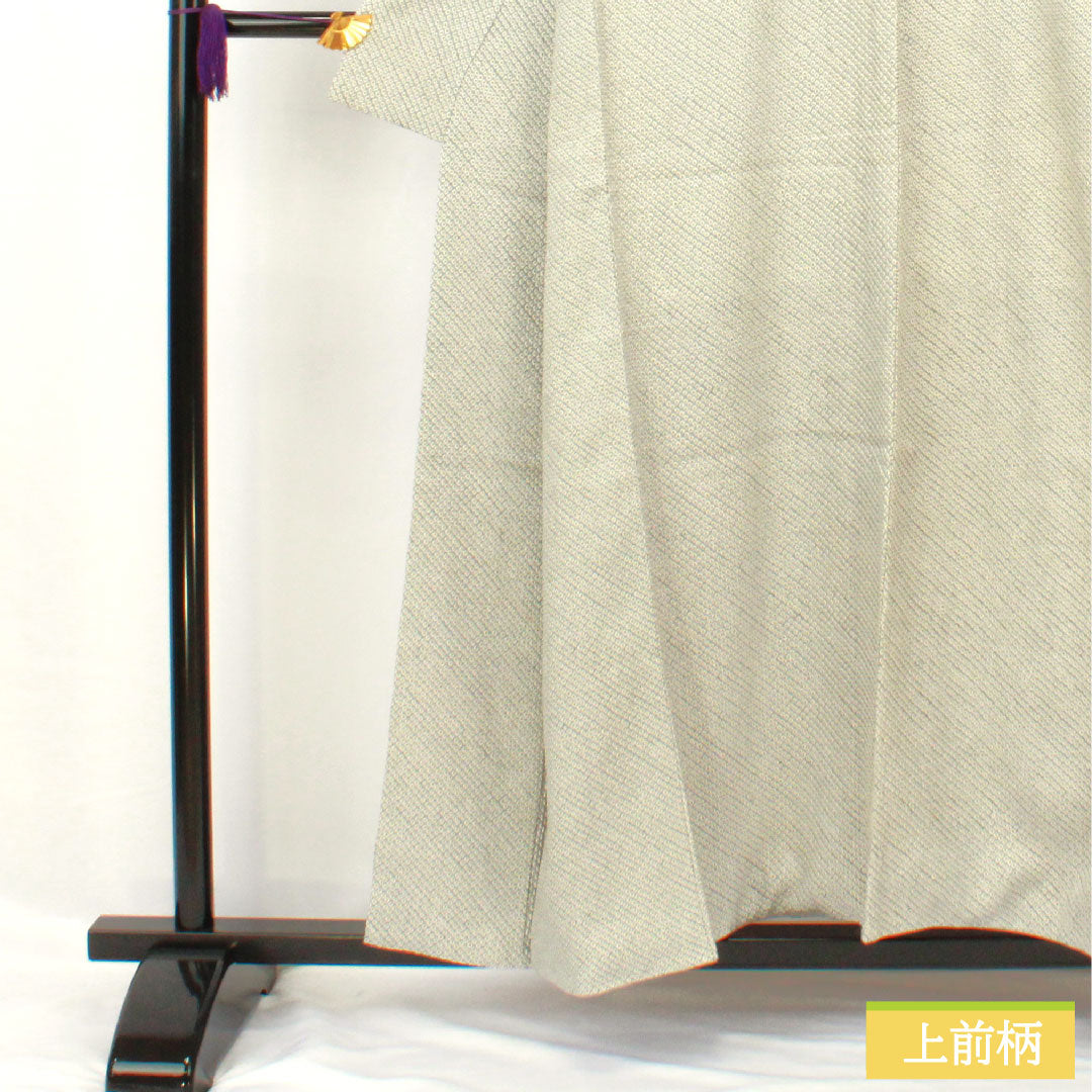 小紋 正絹 身丈155.5cm 裄丈64.5cm 袷 青白磁色(せいはくじいろ) 総絞り 疋田絞り Aランク 水色系 1115004673324