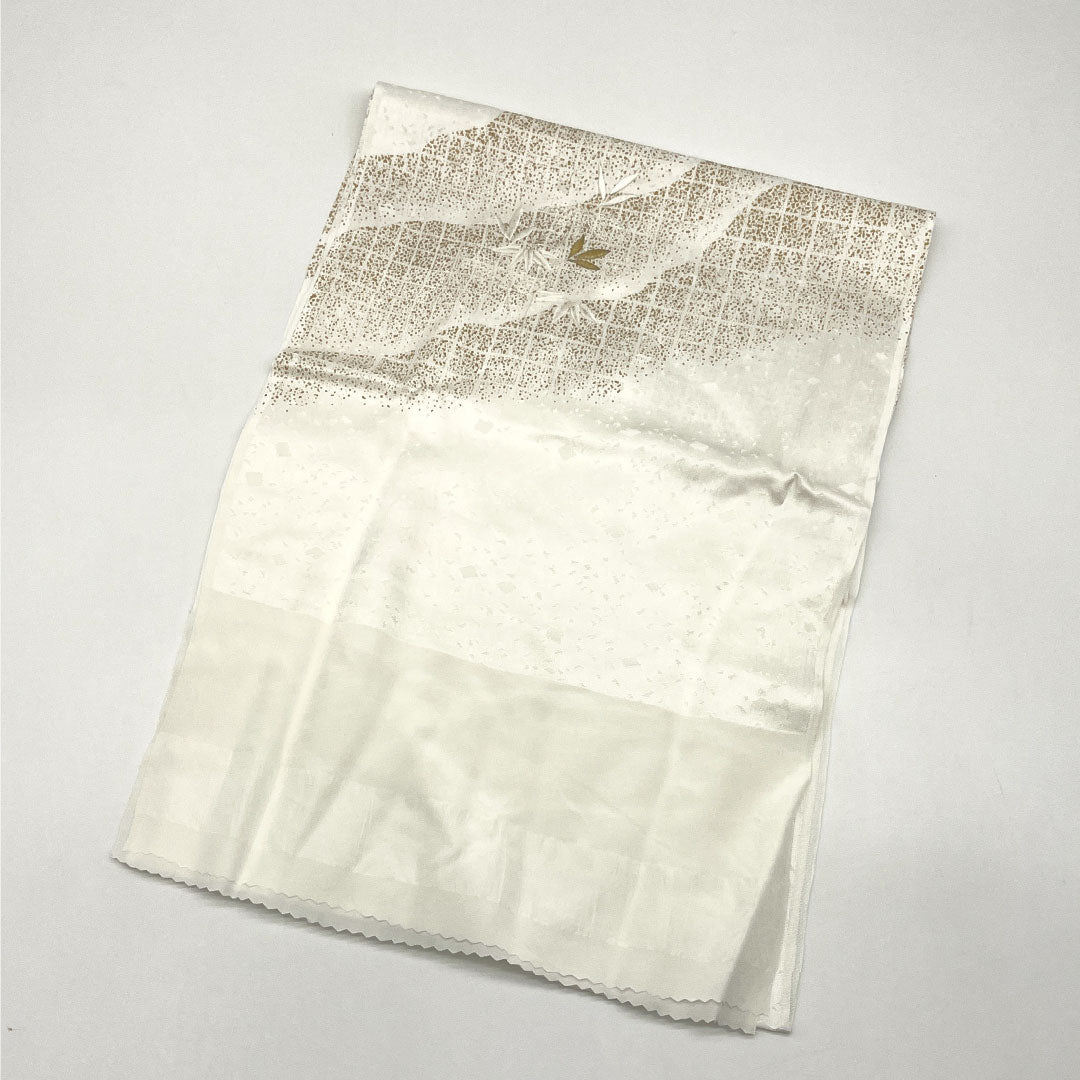 (新古品) 帯締め・帯揚げセット 正絹 Sランク 結婚式 披露宴 扇付き 長さ約152cm 幅約1.5cm 留袖用 白系 1141000042311