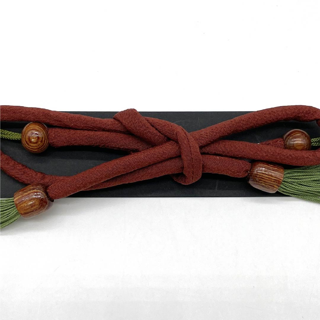羽織紐 正絹 NEWランク カジュアル 赤銅色(しゃくどういろ) 撚り房 もろ縄結び 蝶結び 丸ぐけ 茶系 1121000081914