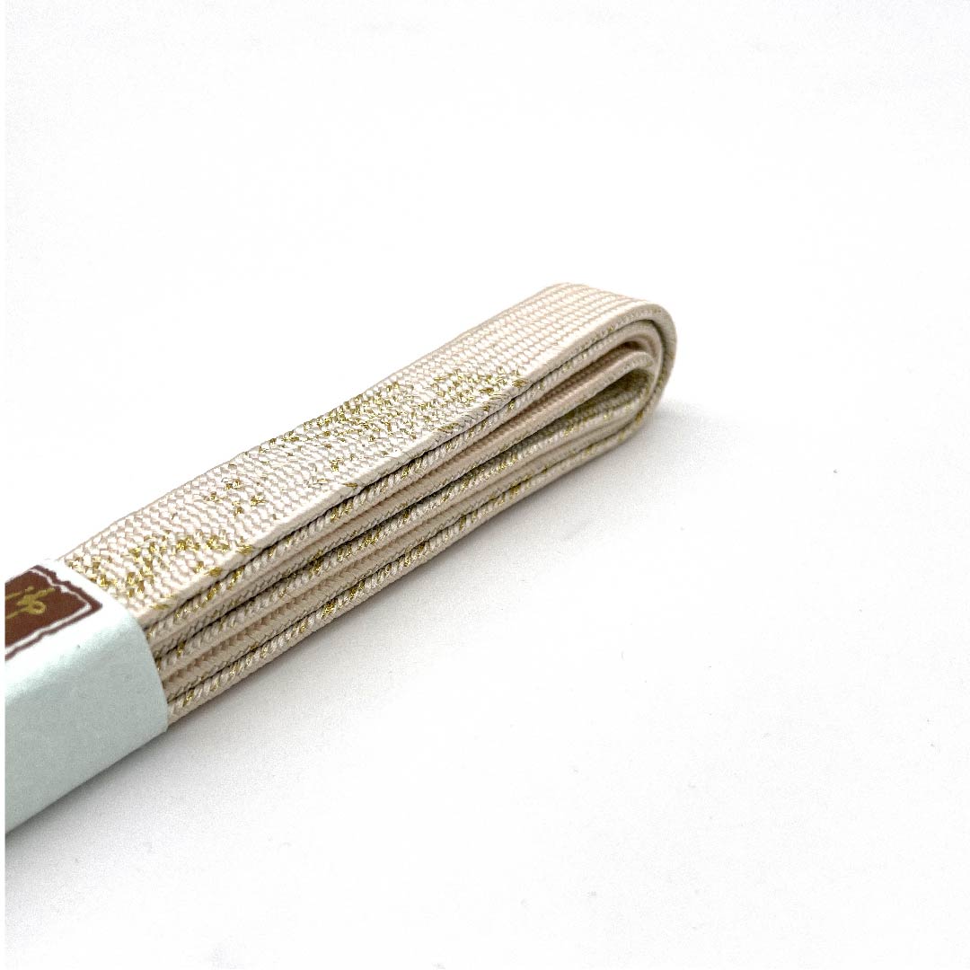 (新古品) 帯締め 正絹 四分紐 砥粉色(とのこいろ) 特選金銀糸 金属糸使用 新古品 長さ約159cm 幅約1.5cm セミフォーマル Sランク クリーム系 1135002992315