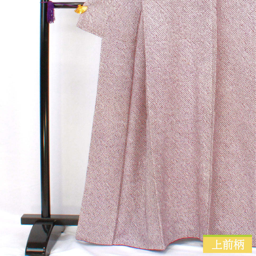 小紋 正絹 身丈163cm 裄丈63.5cm 袷 葡萄紫色(ぶどうむらさきいろ) 総絞り 疋田絞り Aランク 紫系 1115004663420