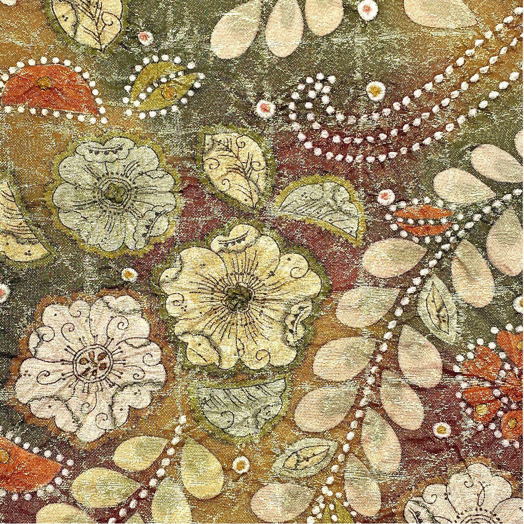 袋帯 辻ヶ花 作家物 ふくれ織 帯丈424cm 正絹 Sランク ポイント柄 フォーマル 紫系 1123004602320