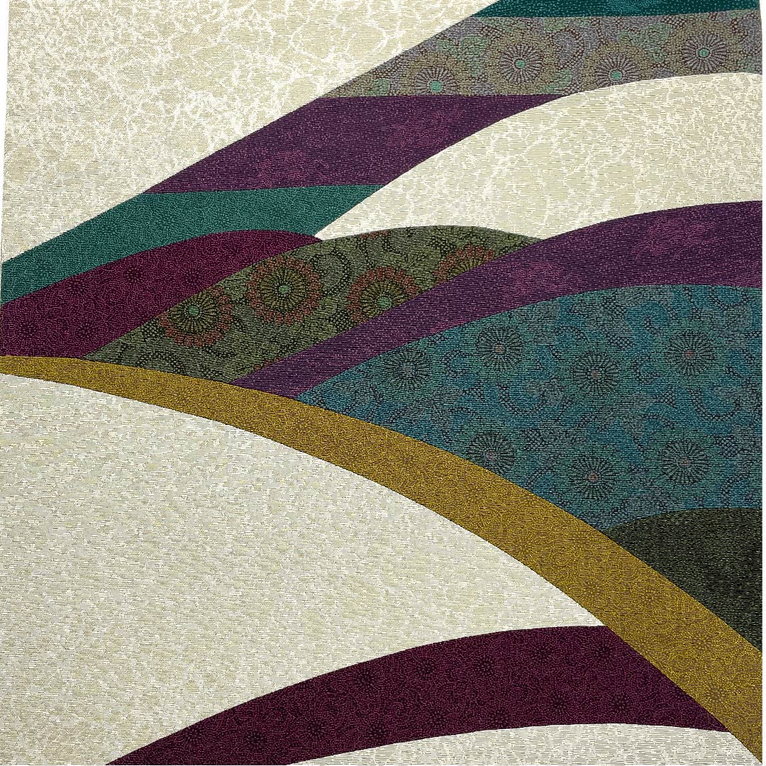 袋帯 卯の花色(うのはないろ) 人間国宝 中村勇二郎 伊勢型 切嵌 帯丈450cm 正絹 Aランク 六通 セミフォーマル クリーム系 1123006903315