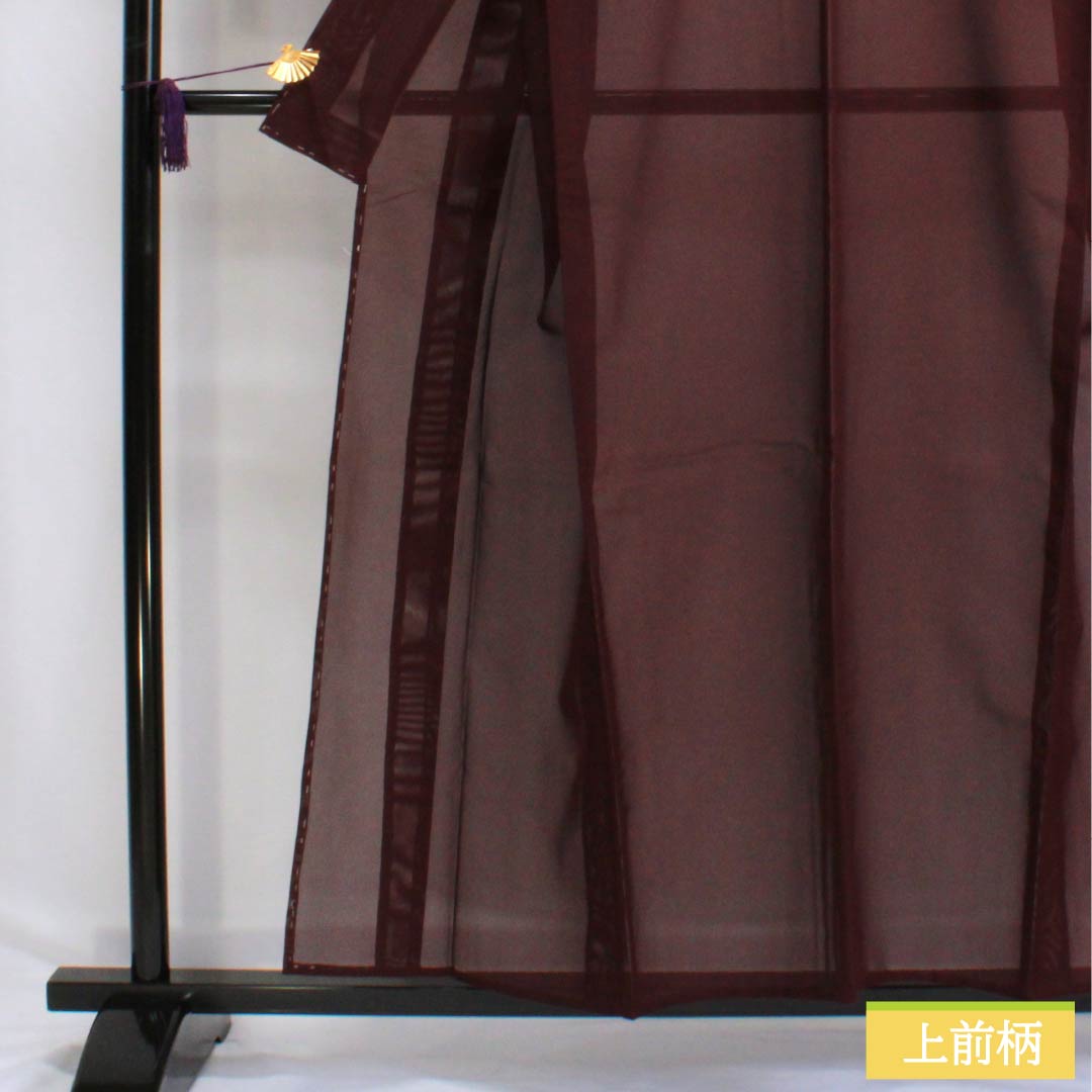 夏物 ポリエステル 色無地 Aランク 身丈155.5cm 裄丈62.5cm 木蘭色(もくらんじき) しつけ糸付き 洗える着物 絽 紫系 1132003143320