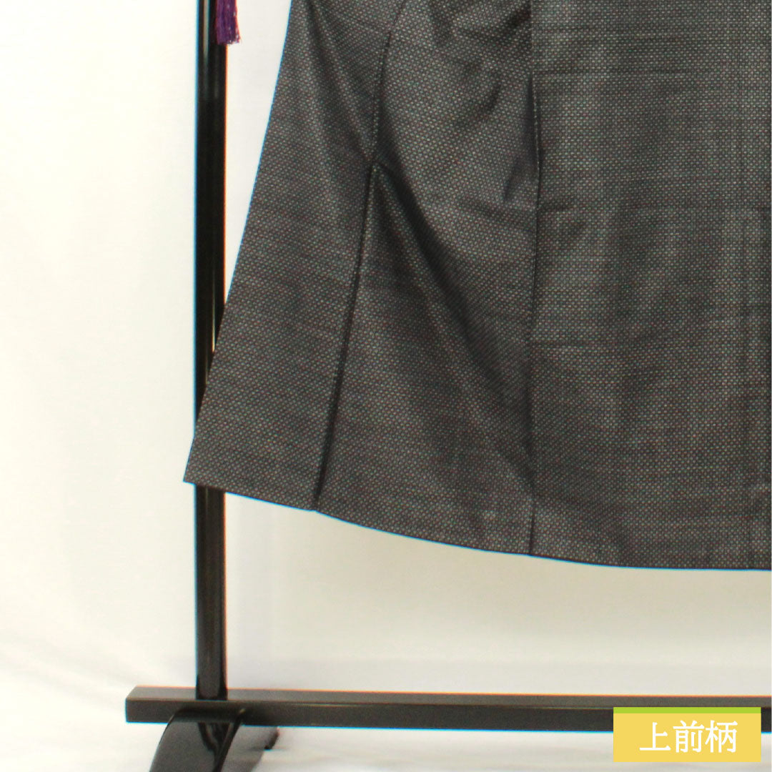 Men's silk S-rank kimono, length 140cm, sleeve length 66.5cm, Oshima Tsumugi silk with a double-colored horizontal kasuri pattern, lined, navy blue, product number 1119001852418