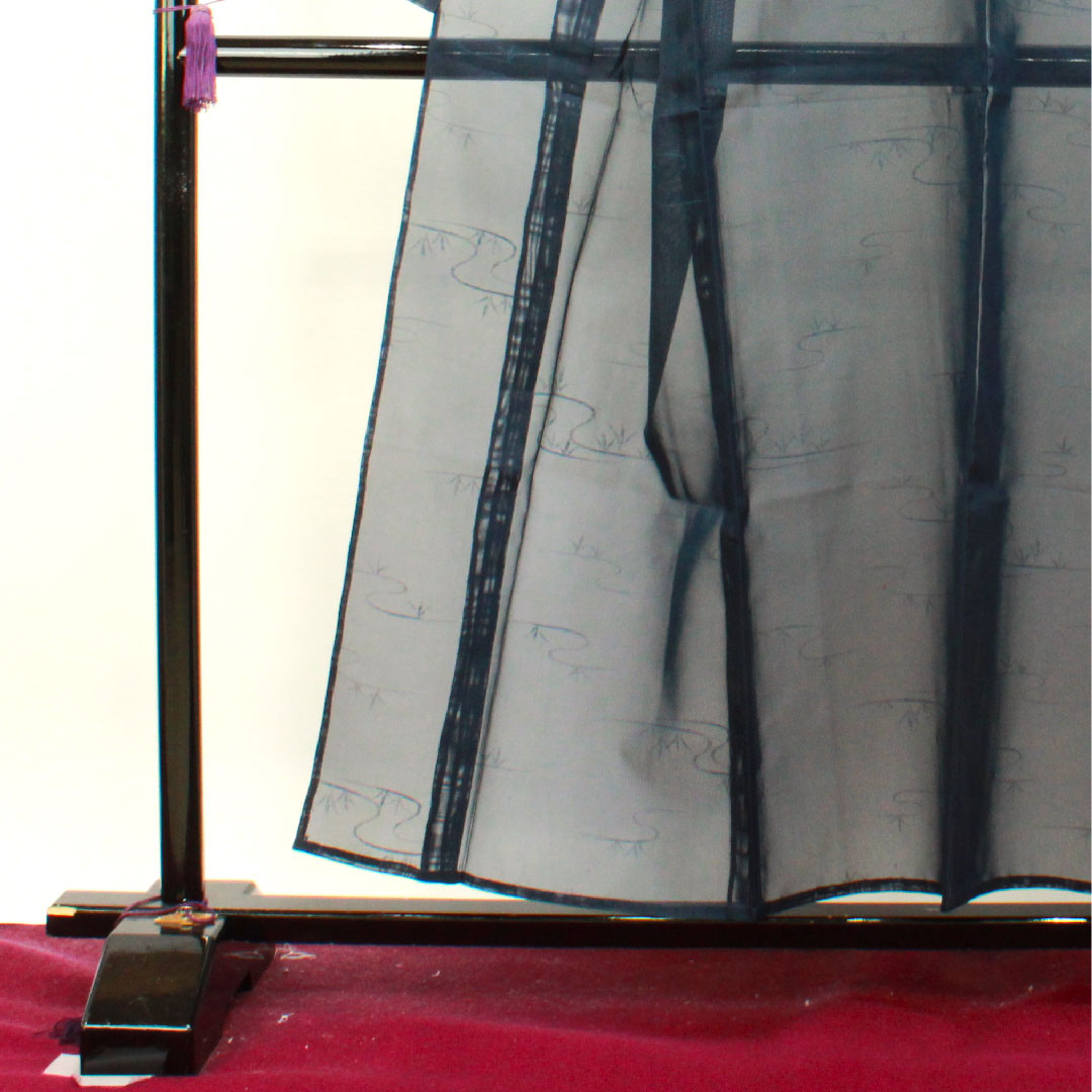 夏物 正絹 色無地 身丈155cm 裄丈65.5cm 濃紺色(のうこんいろ) 流水 紗 Sランク 紺系 1132000992318