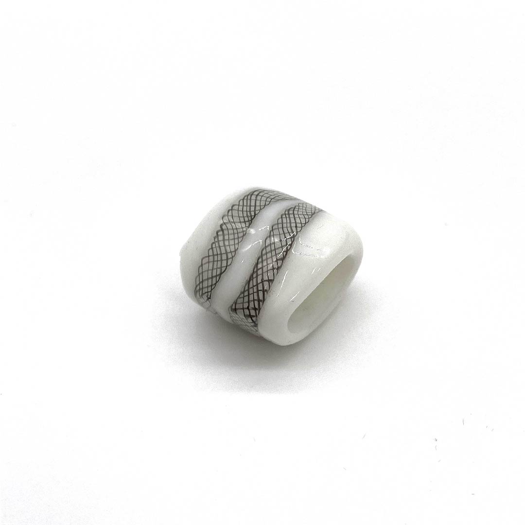 (New old stock) Glass Obi fastener, casual, white, glass beads, spiral, geometric pattern, length approx. 2cm, width approx. 2.5cm, A grade, white, 1137000583911