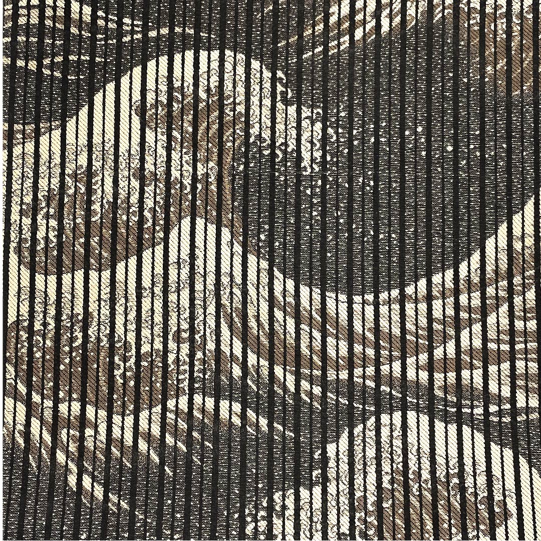 袋帯 黒色 富嶽三十六景柄 波 富士山 帯丈440cm 正絹 Aランク 六通 セミフォーマル 黒系 1123002833310