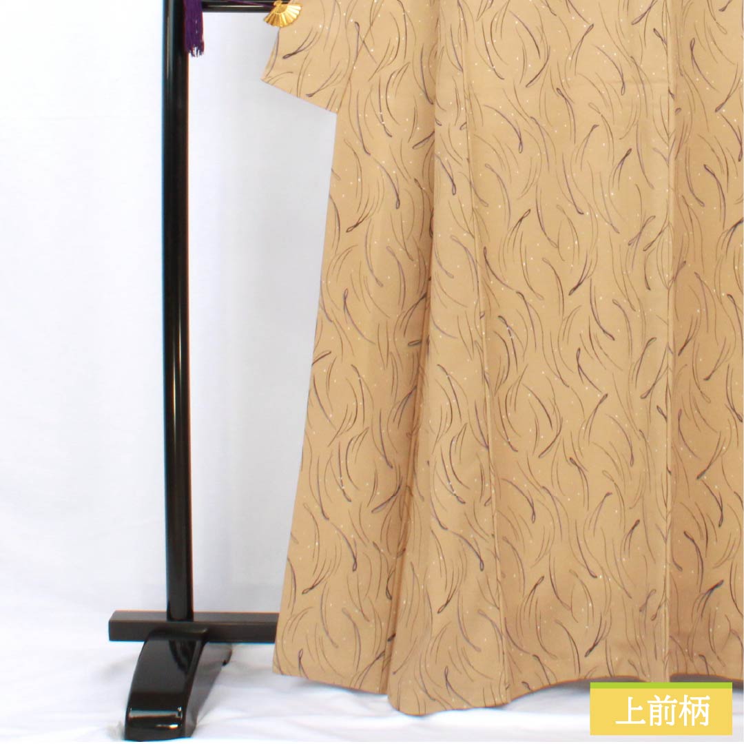 小紋 ポリエステル 身丈163.5cm 裄丈63.5cm 袷 胡桃色(くるみいろ) 抽象柄 Sランク ベージュ系 1115005632425