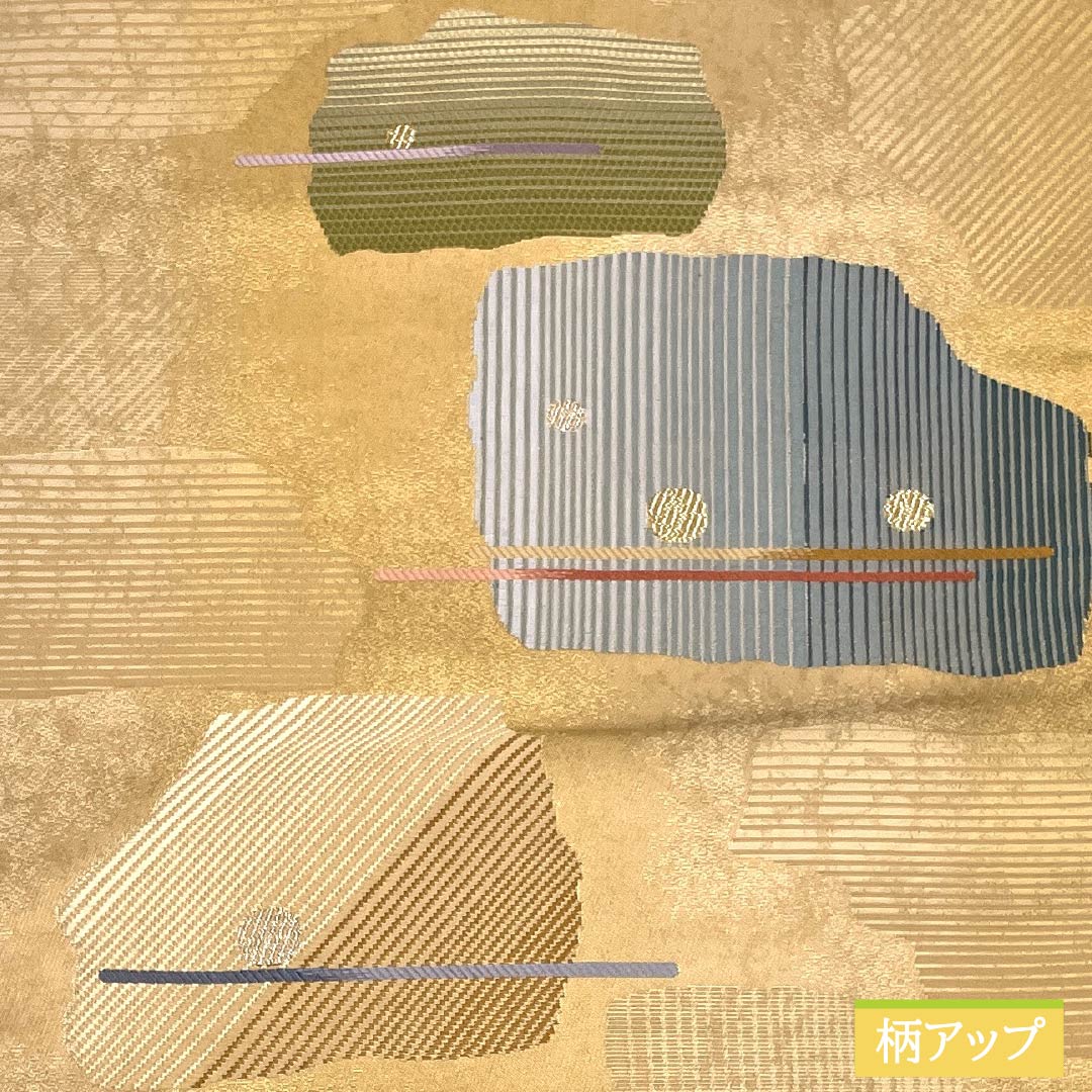 名古屋帯 東京白茶色(とうきょうしらちゃいろ) 作家物 抽象模様 帯丈361cm 正絹 Sランク ポイント柄 セミフォーマル ベージュ系 1124008402325 名古屋仕立て