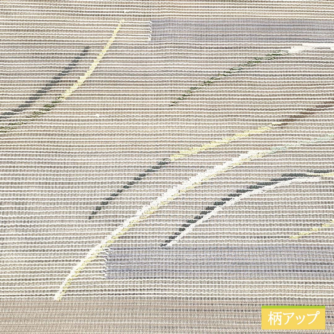 名古屋帯 灰白色色(かいはくしょくいろ) 夏帯 すくい織 抽象模様 帯丈376cm 正絹 Sランク ポイント柄 カジュアル ベージュ系 1124008662325 開き仕立て