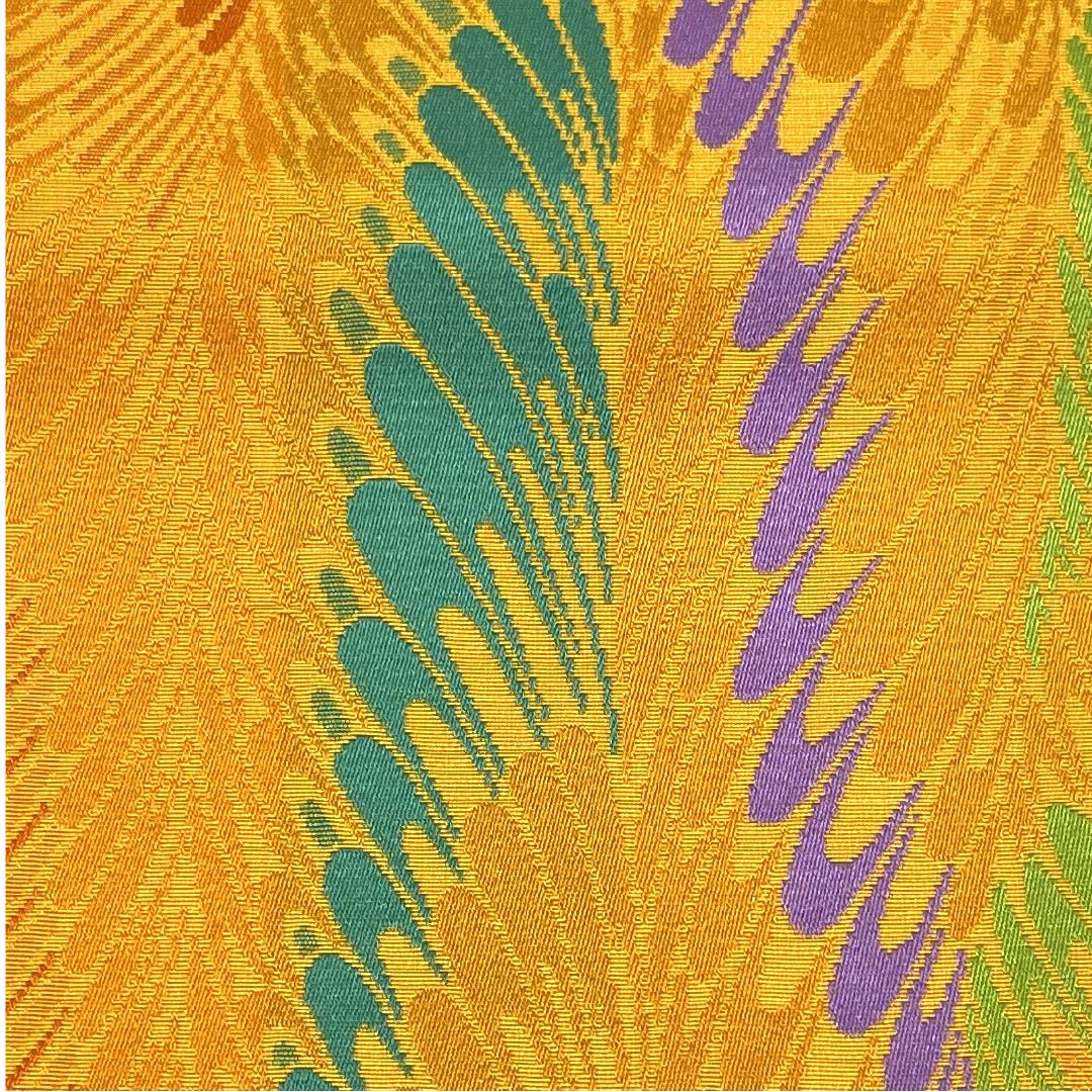 半幅帯 ポリエステル 山吹色(やまぶきいろ) Kansai 抽象模様 帯丈402cm 黄系 Sランク 1125001802423