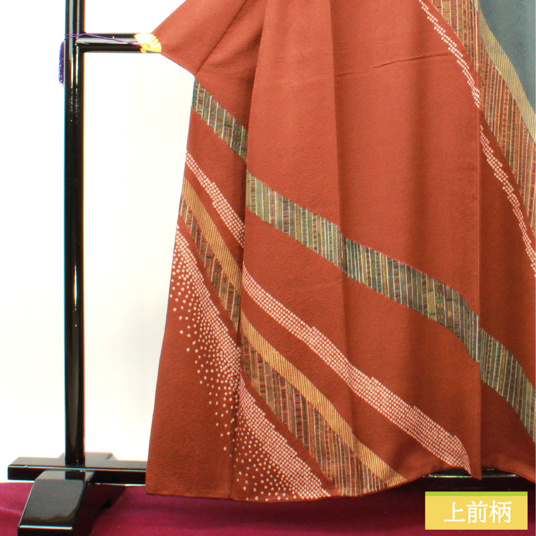 Homongi, pure silk, lined, length 159.5cm, sleeve length 67.5cm, nando-nezuiro (nandonezuiro), dark brown, Kyo-yuzen, abstract pattern, A rank, gradation style, 1112004533399