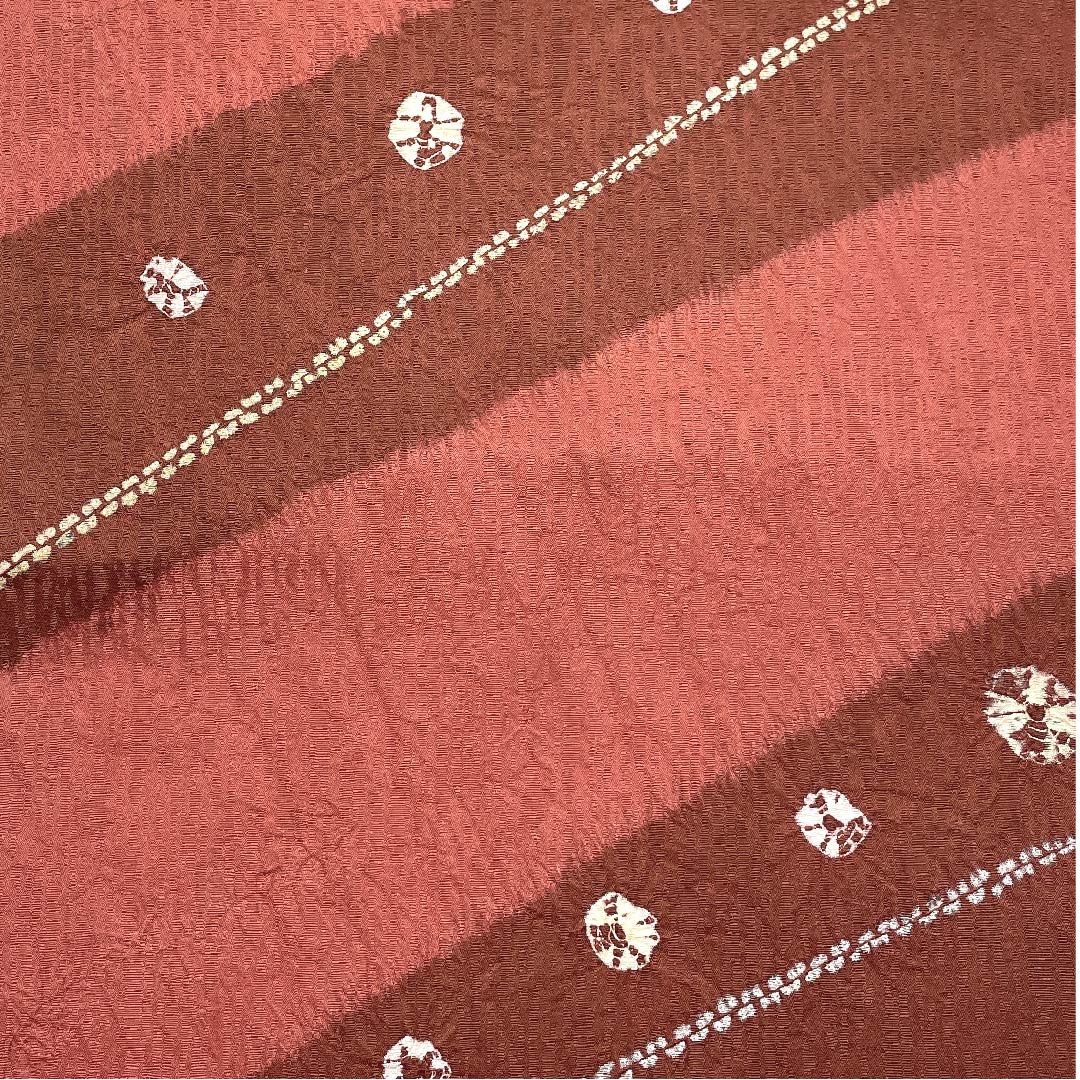 名古屋帯 栗梅色 長春色 絞り 帯丈376cm 正絹 Sランク ポイント柄 カジュアル 茶系 1124003802314 名古屋仕立て