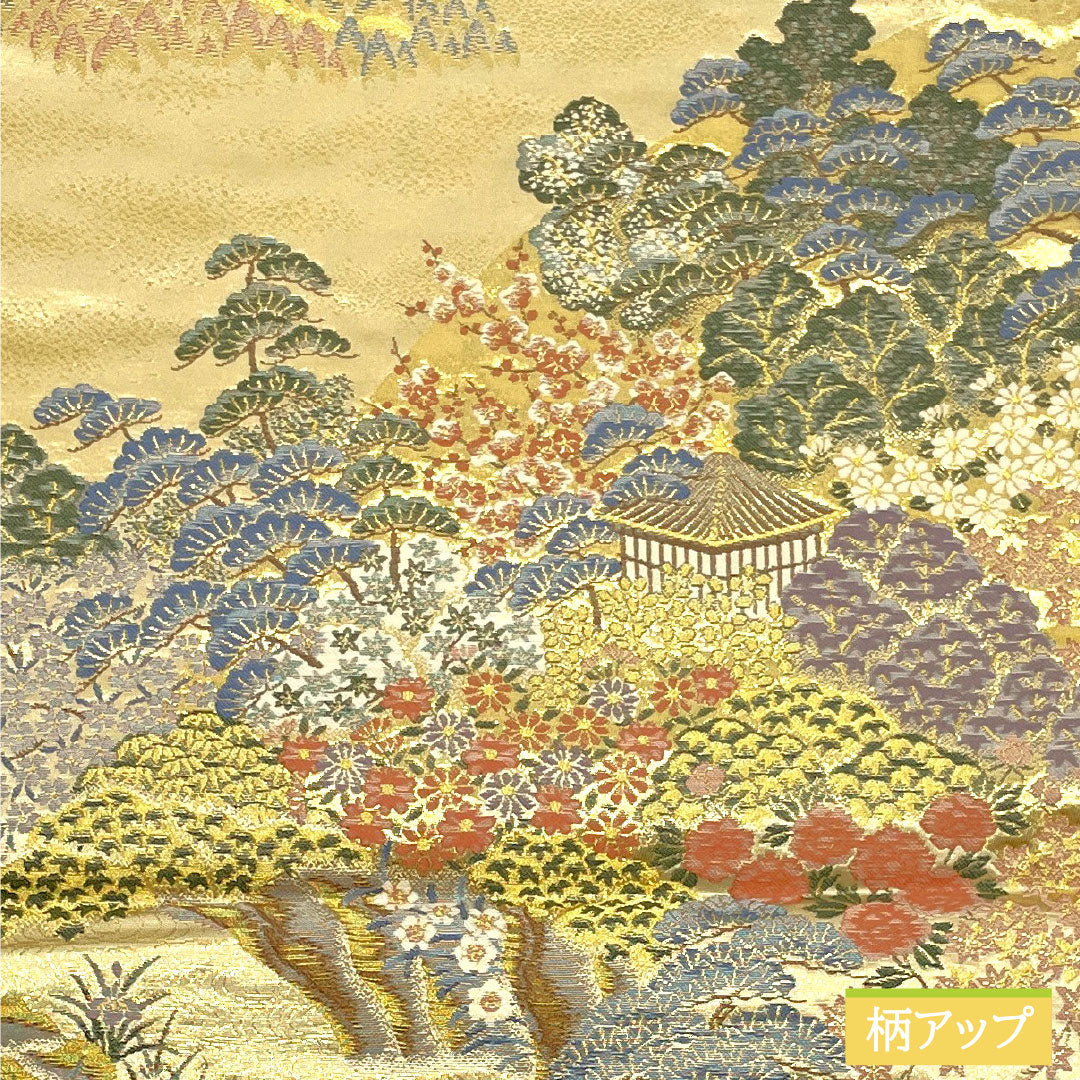 袋帯 正絹 Aランク 風景模様 西陣織 留袖用 帯丈436cm 六通 フォーマル 金系 1123016603321