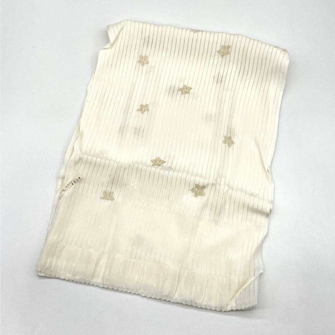 (Like new) Pure silk obijime and obiage set, milky white, made by Watakei, with a three-fingered seal. For formal wear, suitable for formal kimono. Length: approximately 164cm, width: approximately 1.7cm. Product code: 1141000281311