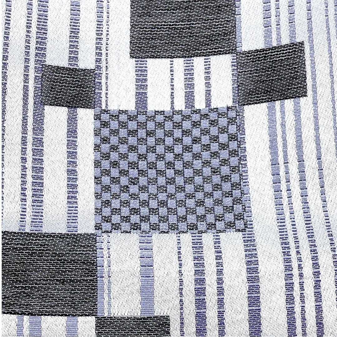 半幅帯 ポリエステル 雪色色(せっしょくいろ) リバーシブル 縞 四角 R・K(リョウコ キクチ) 帯丈416cm グレー系 Sランク 1125001762422