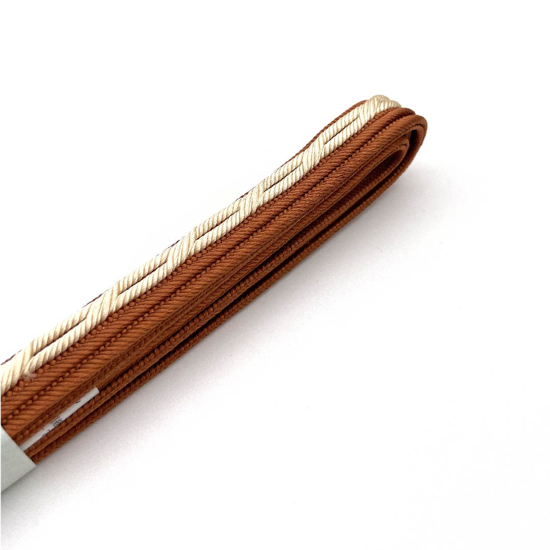 (新古品) 帯締め 正絹 四分紐 樺色(かばいろ) 新古品 長さ約165cm 幅約1.2cm カジュアル Sランク 茶系 1135001442914