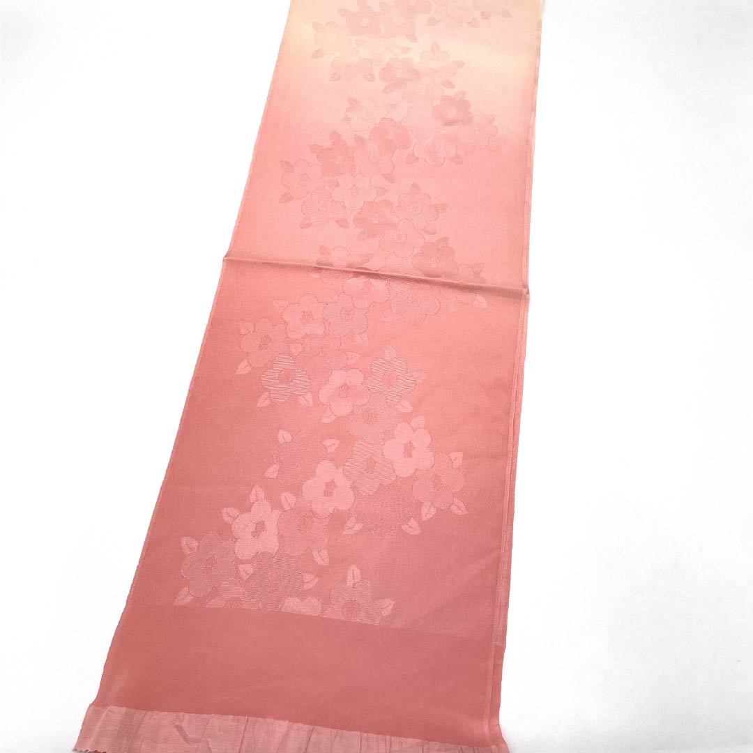 Obiage Silk S-rank Casual Single Plum Color Camellia Length approx. 168cm Width approx. 28.5cm Pink 1136004432913