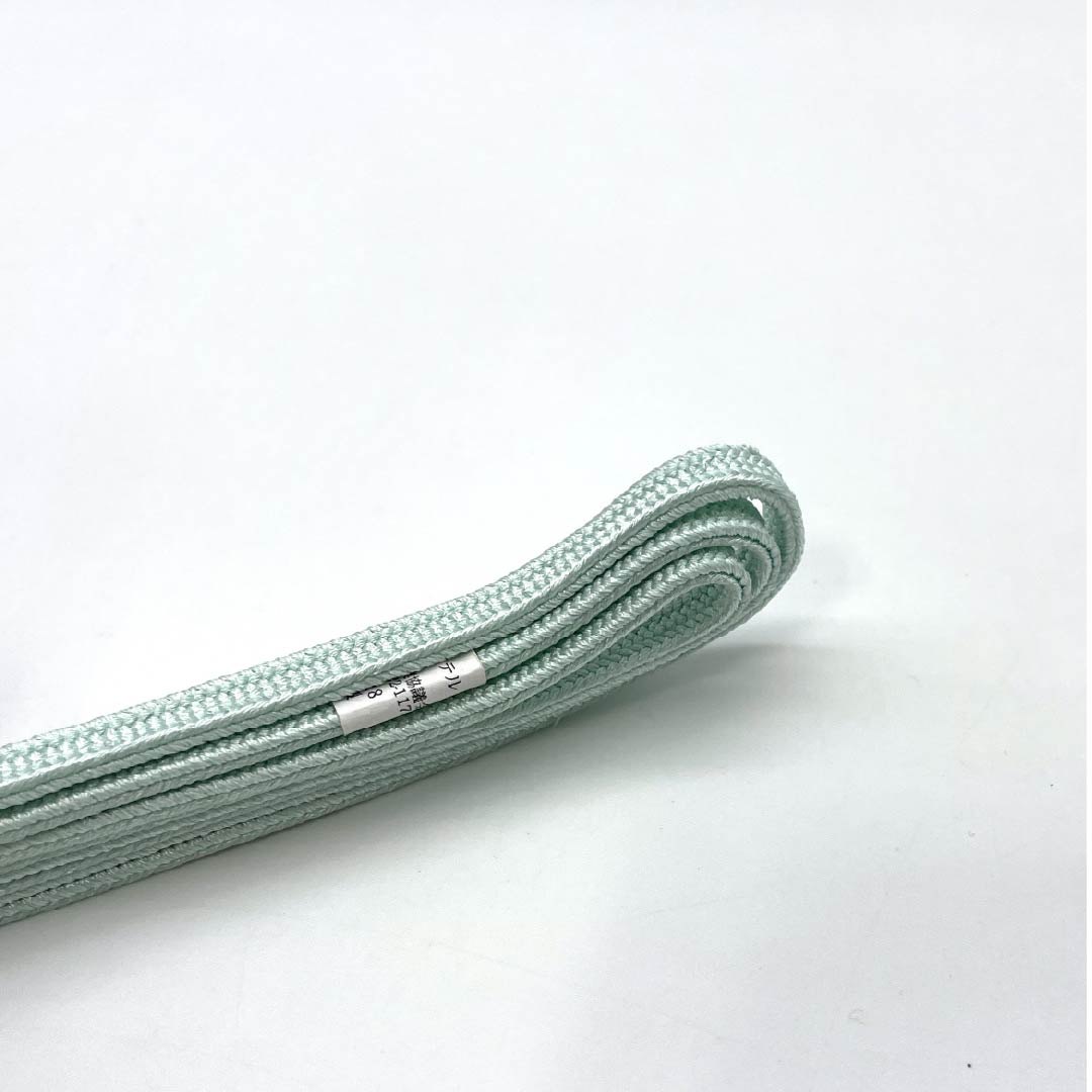 帯締め ポリエステル Sランク 二分紐 藍白色(あいじろいろ) 無地 長さ約132cm 幅約0.5cm カジュアル 水色系 1135006022324