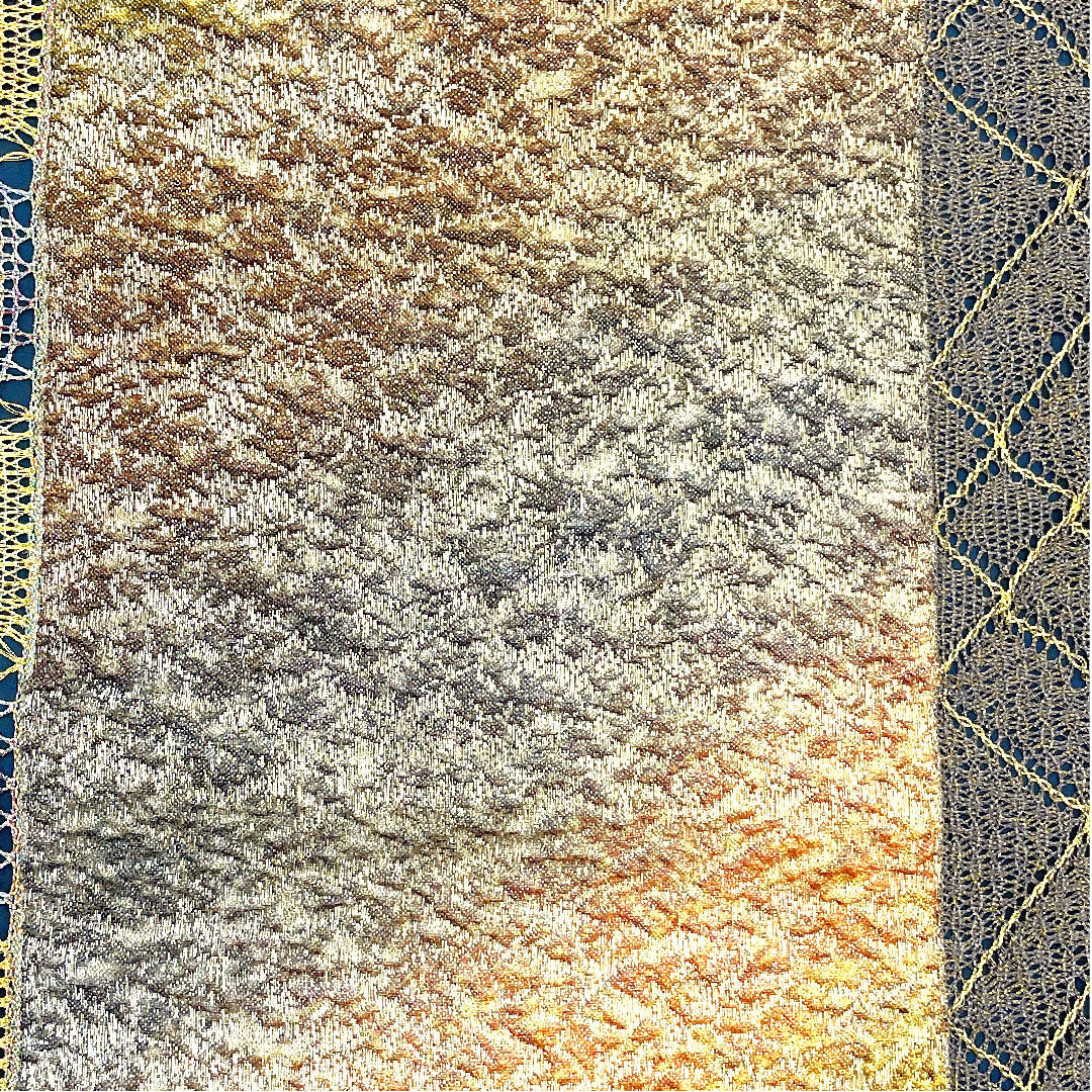 袋帯 ふくれ織り 帯丈452cm 正絹 Aランク 全通 カジュアル 青系 1123002563417