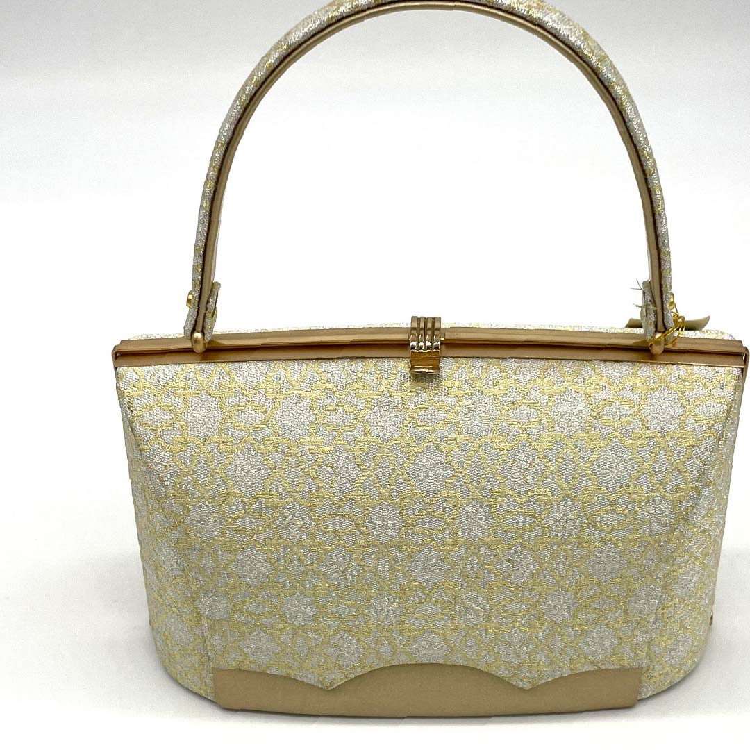 (新古品)草履バックセット フォーマル 金色(きんいろ) 未使用品 幾何学模様 古典柄 Lサイズ 金系 Aランク 1133000183421