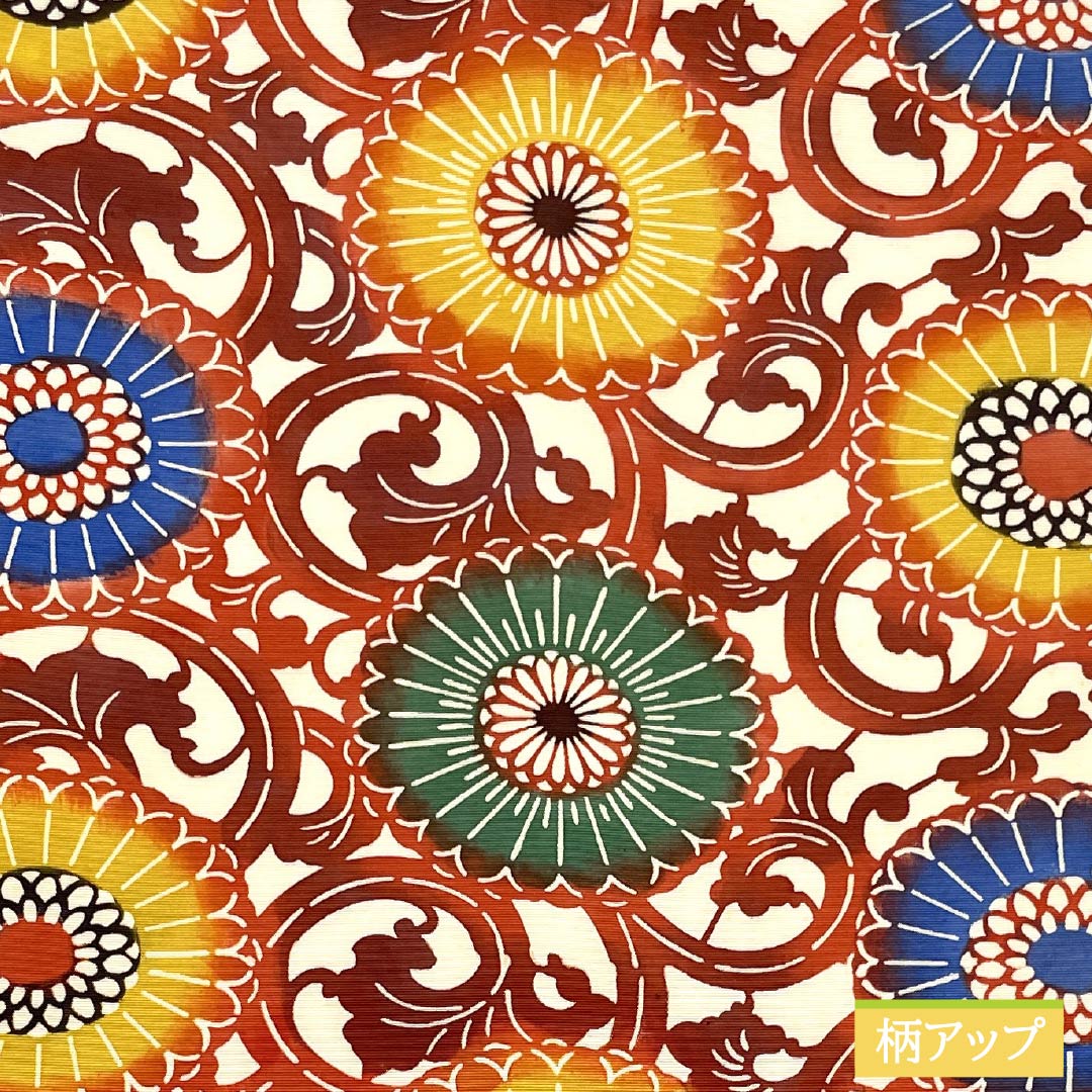 名古屋帯 生成り色(きなりいろ) 型染 菊唐草 帯丈358cm 正絹 Sランク 六通 カジュアル 白系 1124007782311 名古屋仕立て