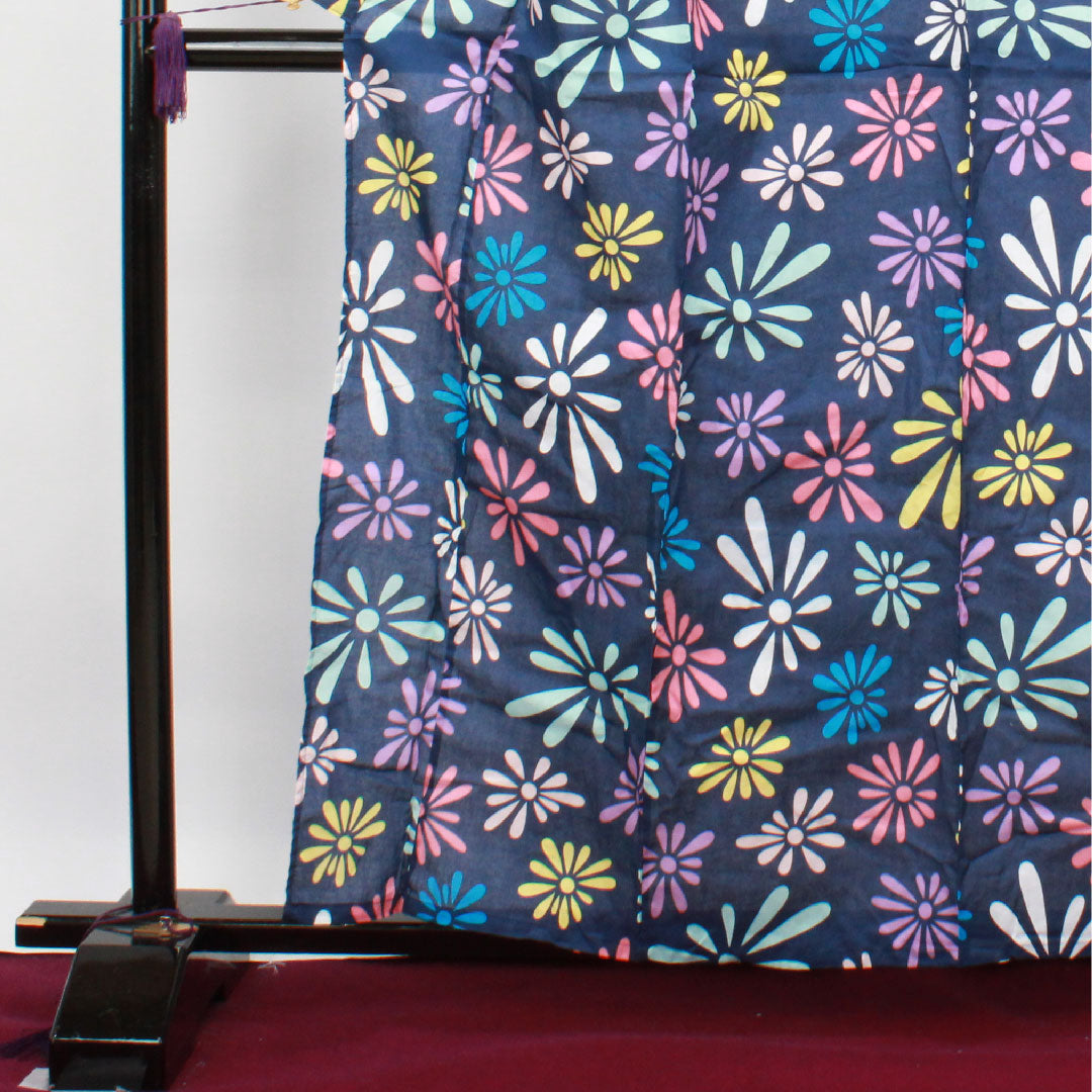 浴衣 鉄葡萄色 抽象模様 木綿 Sランク 単衣 身丈161cm 裄丈65cm 紺系 1118002412418