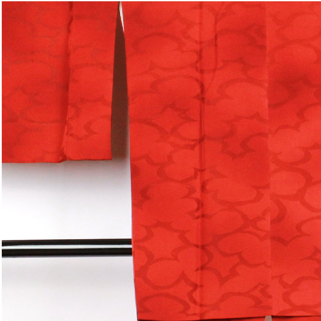 道行コート 身丈95cm 裄丈68.5cm 猩々茶色 ボカシ模様 正絹 Sランク 袷 朱系 1117000402916