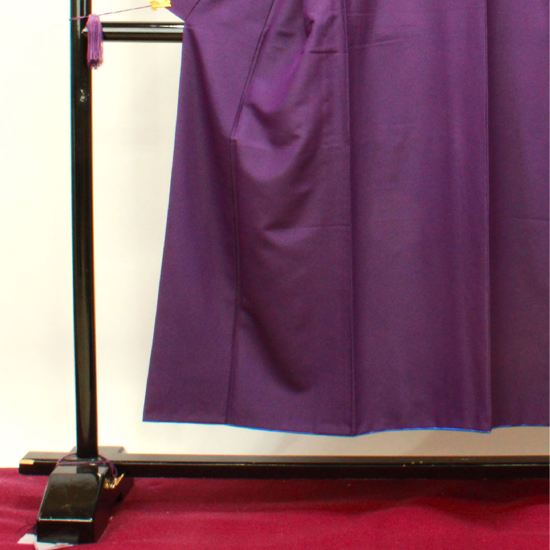 色無地 ポリエステル 茄子紺色 洗える着物 素無地 半衿付き 身丈150.5cm 裄丈64.5cm 胴抜き Sランク 紫系 1114001002120