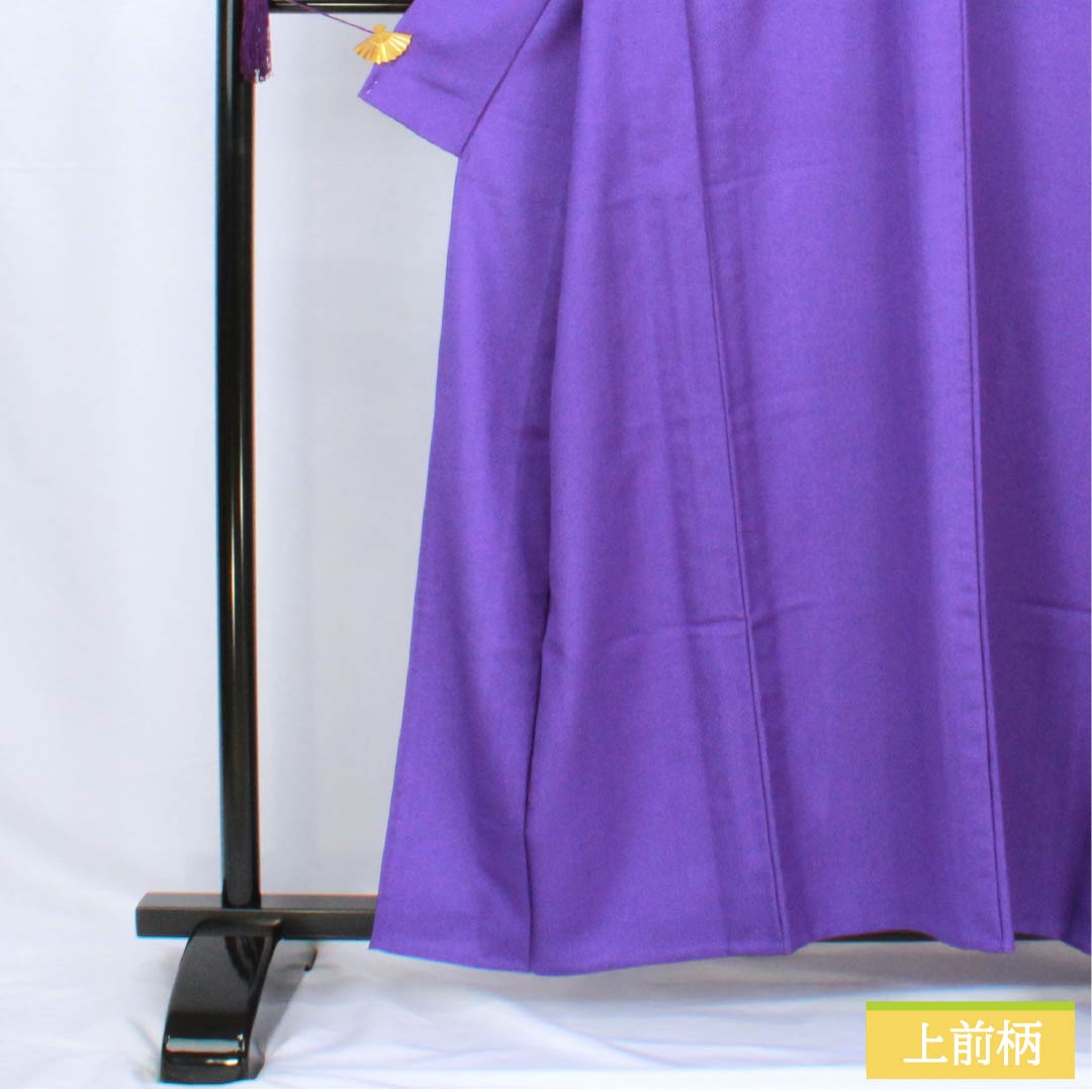 Solid-colored polyester kimono, length 158.5cm, sleeve length 65.5cm, violet (violet) color, brocade, saaya pattern, washable, single-layer, S rank, purple, product number 1114002182320