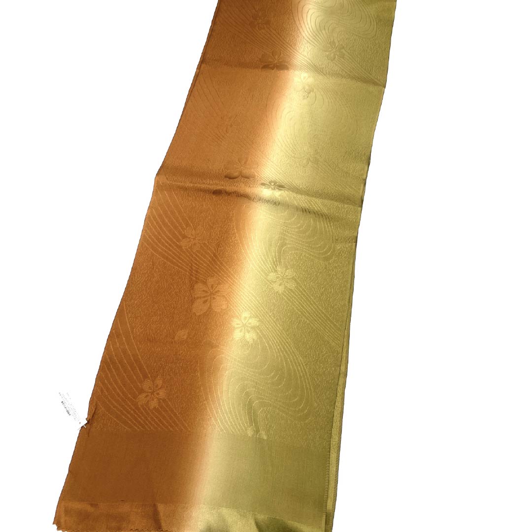 帯揚げ 正絹 Sランク セミフォーマル 柿渋色(かきしぶいろ) 市紅茶色(しこうちゃいろ) 流水 桜 長さ約172cm 幅約28cm グラデーション系 1136004092999