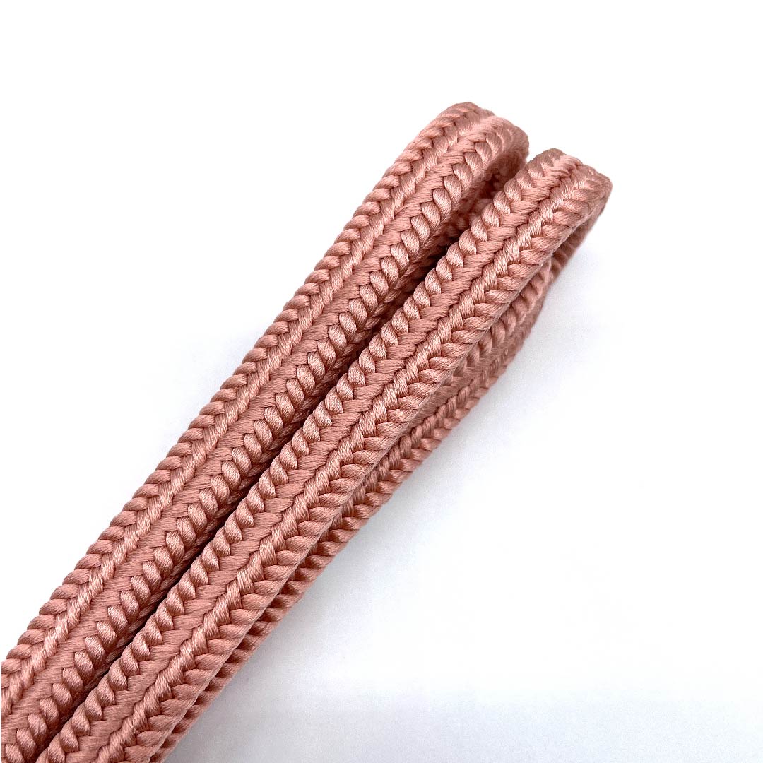 (New old stock) Obi-jime (belt fastener) made of pure silk, quarter-length cord, light pink plum color (usukoubaiiro), Goshima cord, crown (yurugi), Edo braid, length approx. 162cm, width approx. 1cm, casual, S rank, pink, 1135000352913