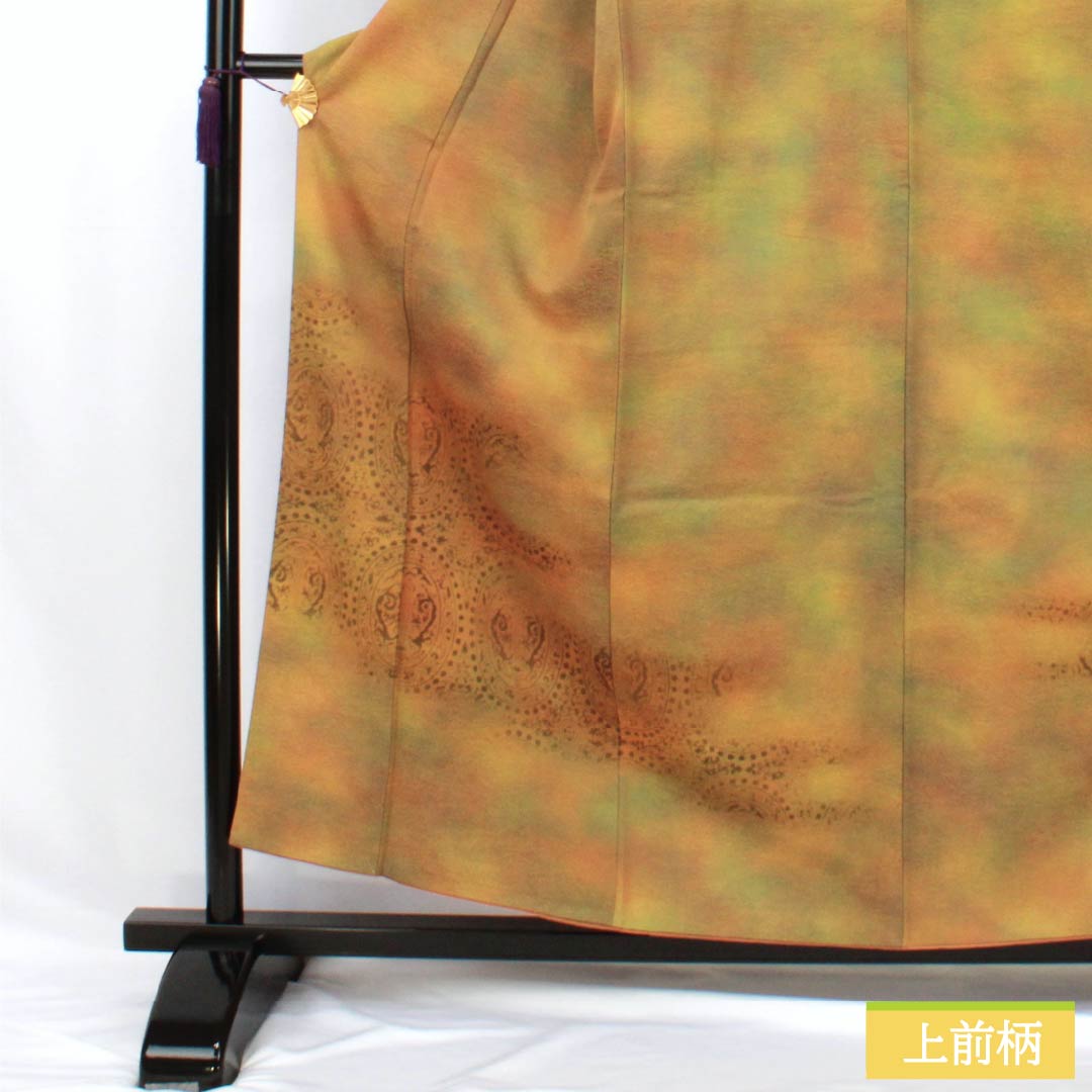 訪問着 正絹 Aランク 袷 身丈156cm 裄丈58.5cm ボカシ染 抽象模様 付下げ グラデーション系 1112007563399