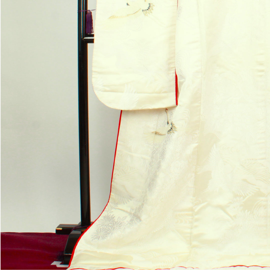 白無垢 身丈191cm 唐織 春爛百花紋 正絹 Bランク 袷 白系 1110000544911