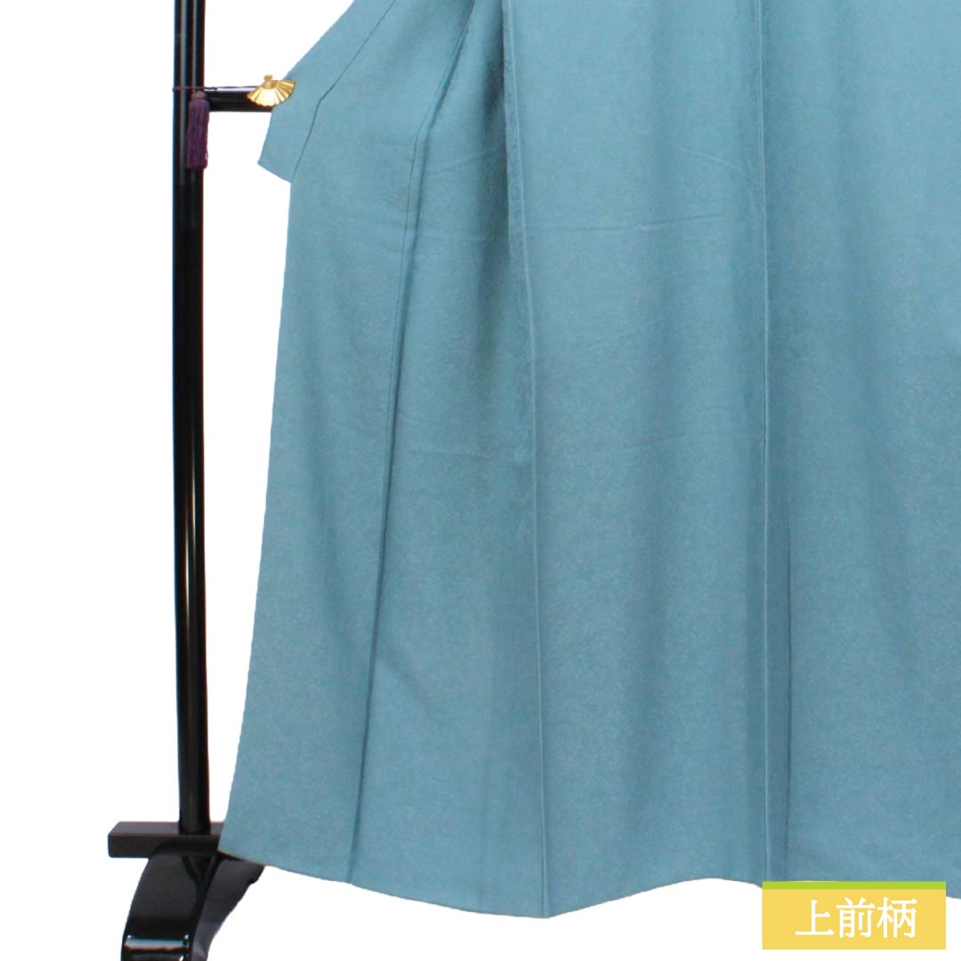 色無地 正絹 Aランク 身丈160.5cm 裄丈65cm 砧青磁色(きぬたせいじいろ) 紋意匠 萩 一つ紋 袷 青系 1114002983417