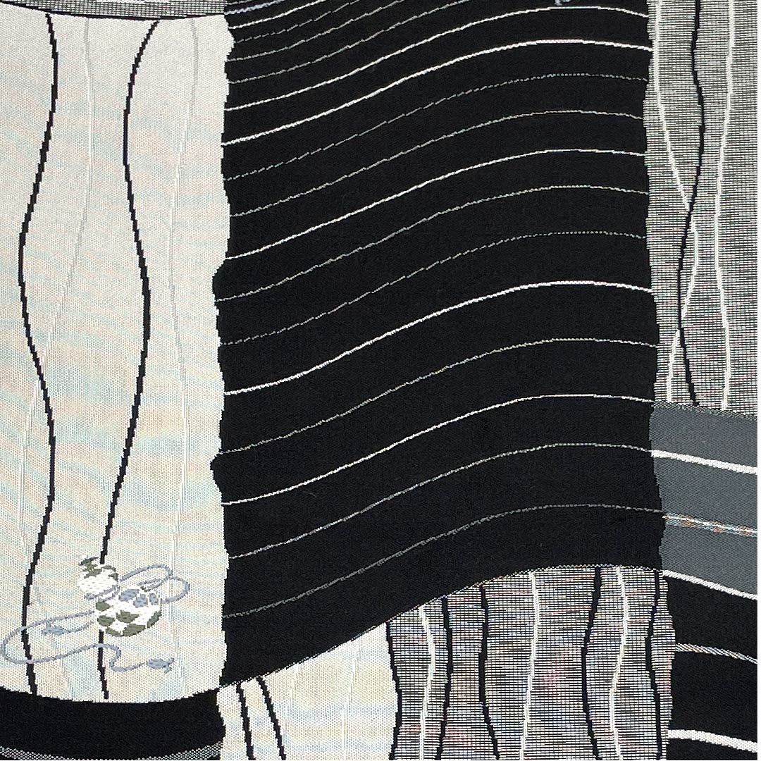 袋帯 変わり市松 瓢箪 モノトーン 帯丈438cm 正絹 Sランク 六通 カジュアル グラデーション系 1123008812399