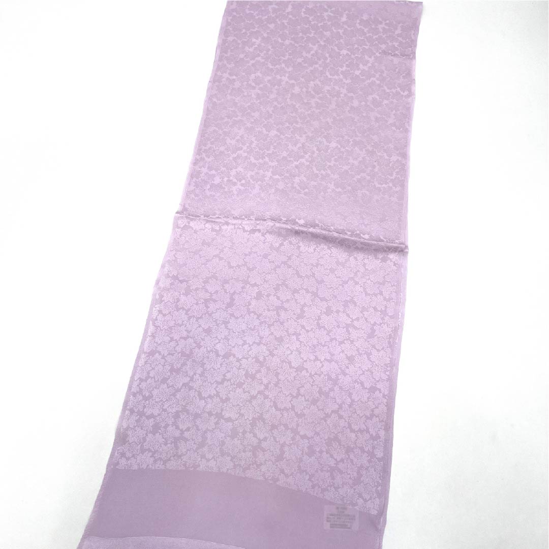 帯揚げ 正絹 Aランク セミフォーマル 淡藤色(うすふじいろ) 桜 古典柄 花柄 長さ約166cm 幅約28.5cm 紫系 1136001973920