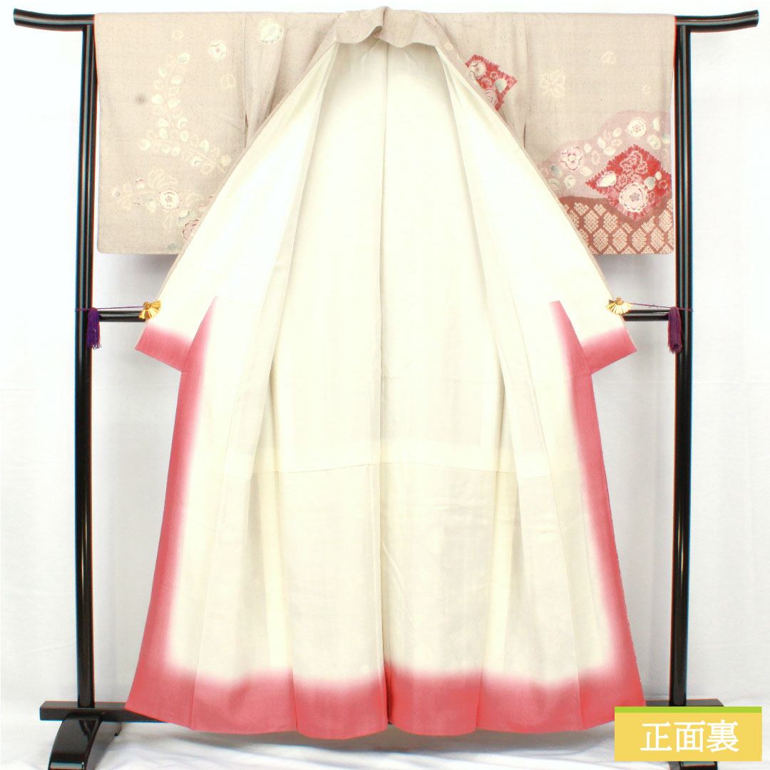 訪問着 正絹 袷 身丈157.5cm 裄丈63cm 小町鼠色(こまちねずいろ) 紬地 辻ヶ花 Sランク グレー系 1112005212322