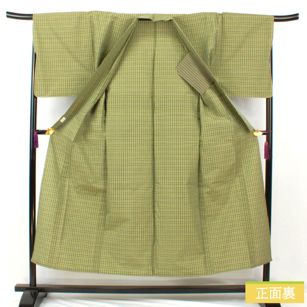 男物 木綿 Sランク 身丈150cm 裄丈69cm そろり しつけ糸付き 未使用品 単衣 緑系 1119001692519