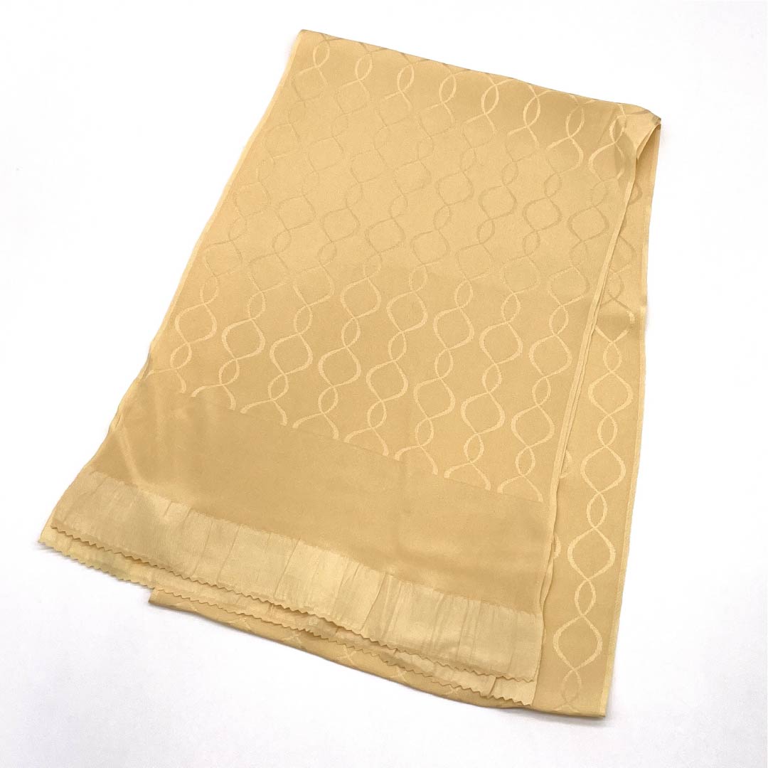 Obiage silk S-rank semi-formal light orange (usukouji-iro) tatewaku pattern, length approx. 169cm, width approx. 27cm, cream color 1136002412915