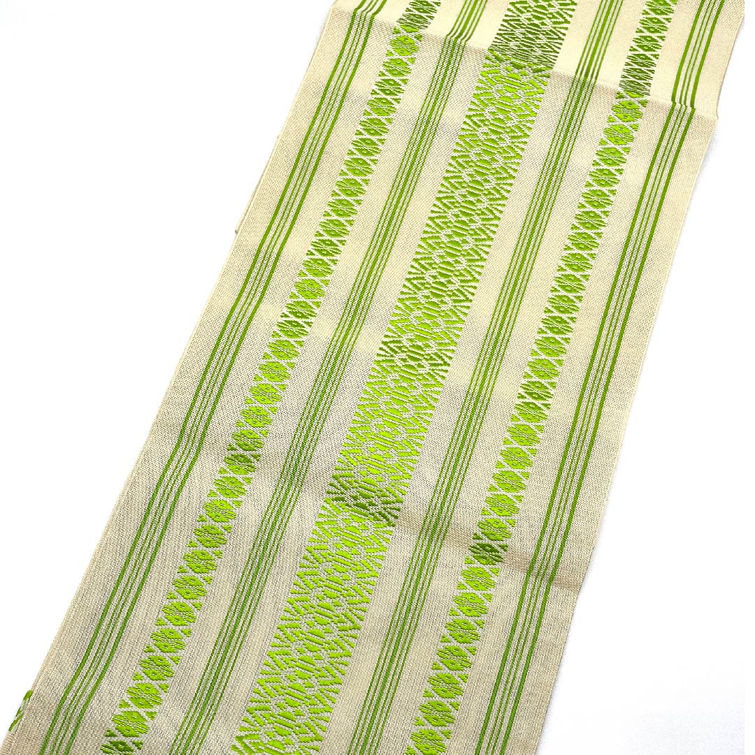 Nagoya obi, off-white, summer obi, gauze, Kenjo pattern, gauze pattern, obi length 356cm, pure silk, S rank, full length, casual, cream color, 1124004452315, Matsuba style