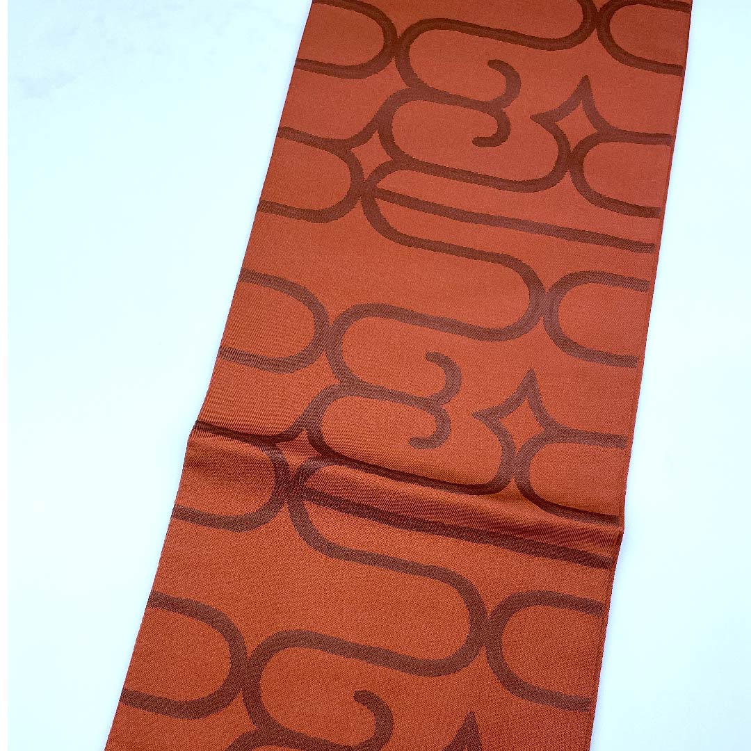 Fukuro Obi (Benitoiro) Geometric Pattern Obi Length 443cm Pure Silk S Rank Six-way Casual Red 1123008392312
