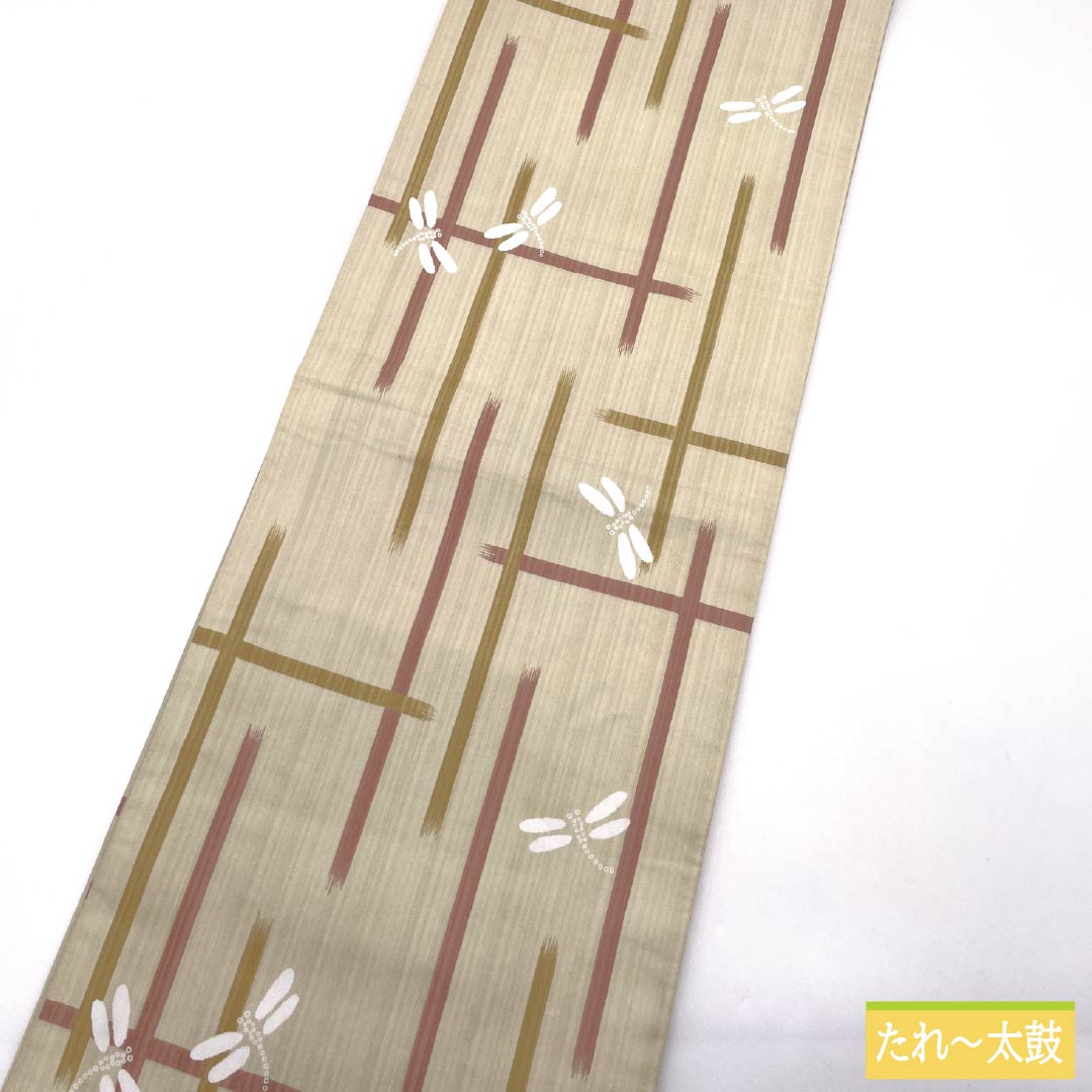 (京袋帯)名古屋帯 ポリエステル Sランク 蒸栗色(むしぐりいろ) 染め帯 京袋帯 リバーシブル 帯丈380cm 全通 カジュアル ベージュ系 1124010972425 開き仕立て