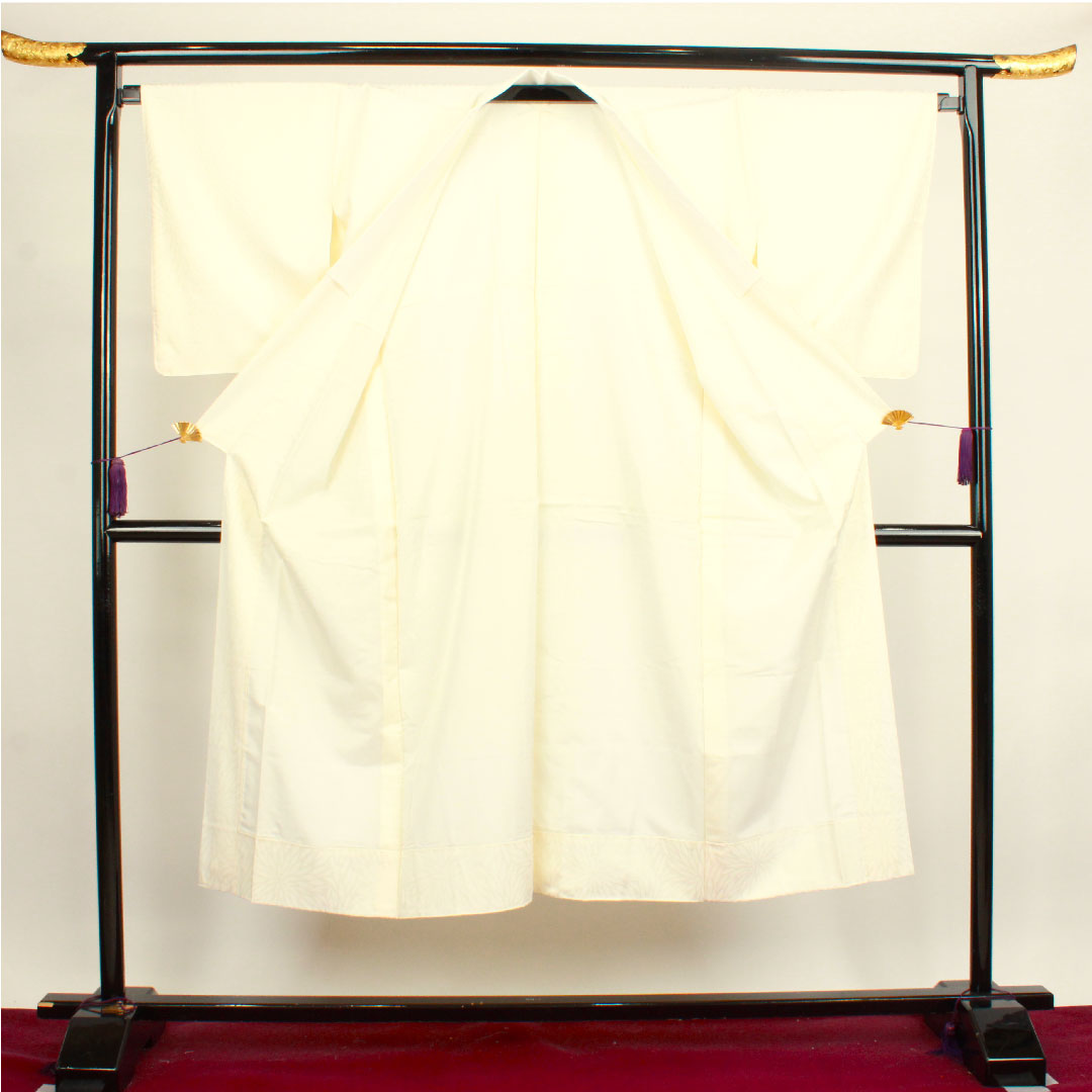 長襦袢 正絹 身丈142cm 裄丈66.5cm 袷 フォーマル 菊 Sランク クリーム系 1129000472615