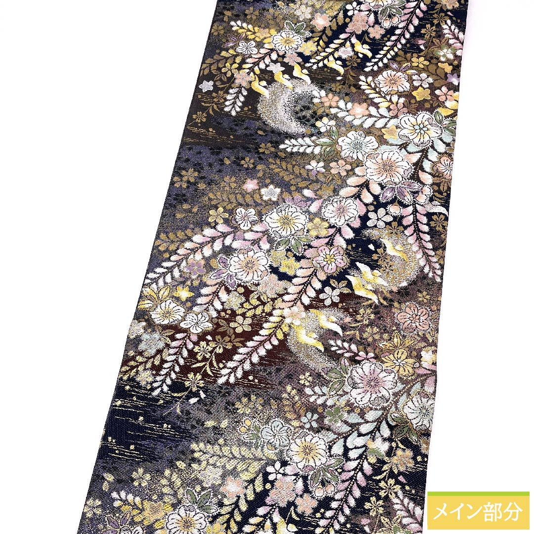 Fukuro Obi Tsujigahana Cherry Blossom Moon Length 430cm Pure Silk S Rank Six-way Formal Gradient 1123010572399