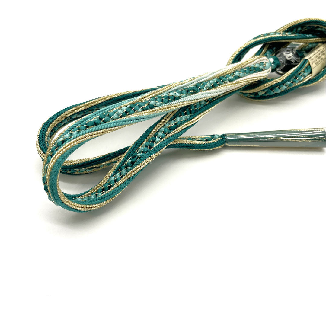 (新品)帯締め 正絹 NEWランク 翆色(すいしょく) 千地泰弘 天女 グラデーション 長さ約169cm 幅約1.4cm セミフォーマル 緑系 1135005171319