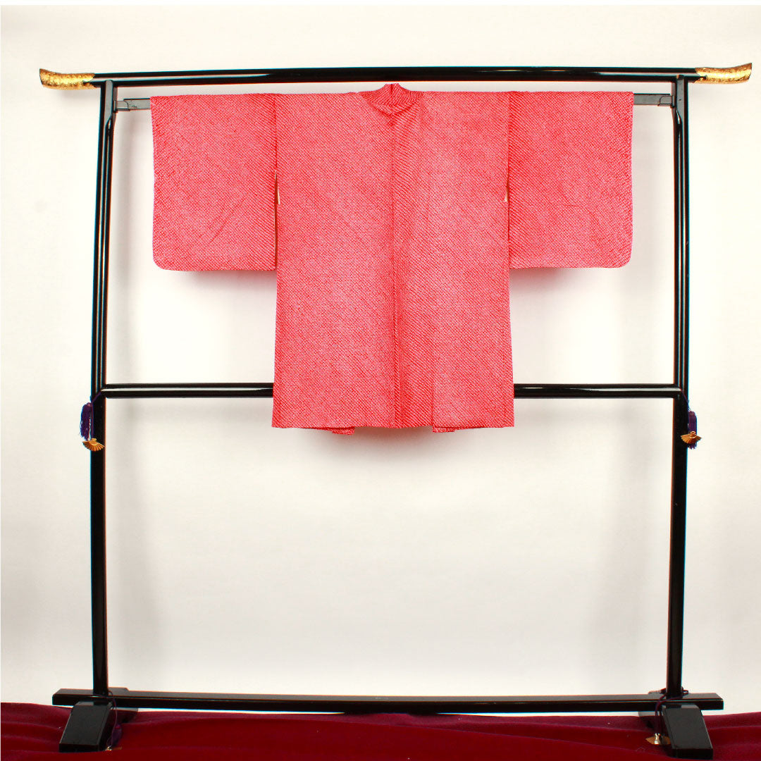 羽織 身丈86cm 裄丈63cm 土耳古赤色 絞り 正絹 Sランク 袷 赤系 1117000292912