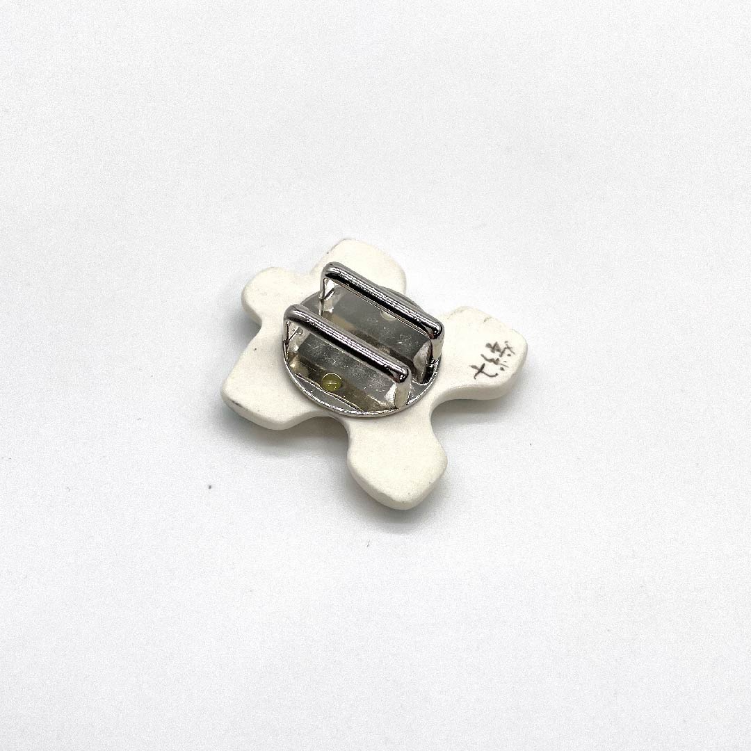 (New old stock) Obi fastener, ceramic, casual, white, ceramic, puzzle, length approx. 3.5cm, width approx. 3cm, S rank, white, 1137000432911