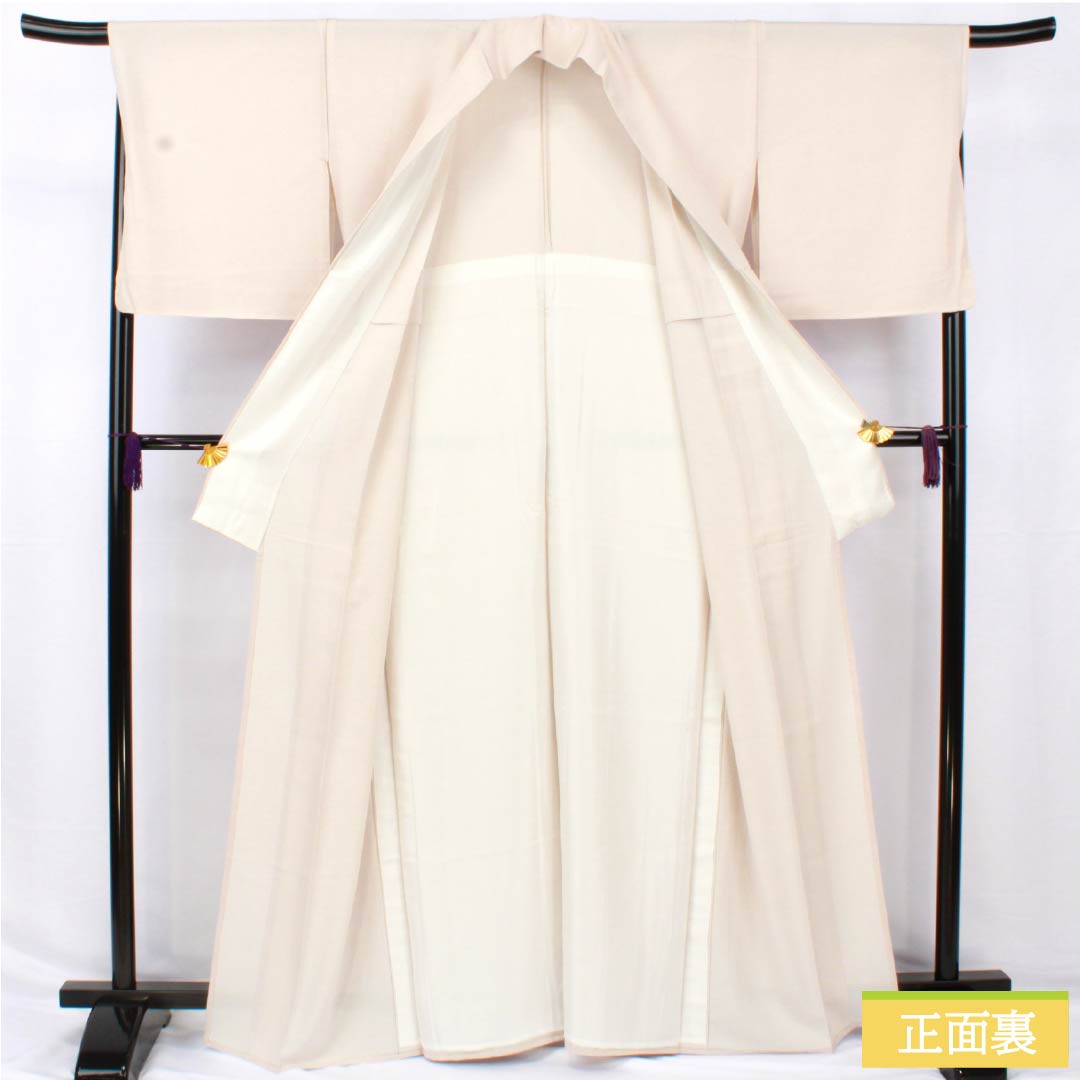 小紋 正絹 身丈164.5cm 裄丈68cm 単衣 白茶色(しらちゃいろ) 丹後ちりめん 極型江戸小紋 染師光擴 彫師双光 Sランク ベージュ系 1115004982425